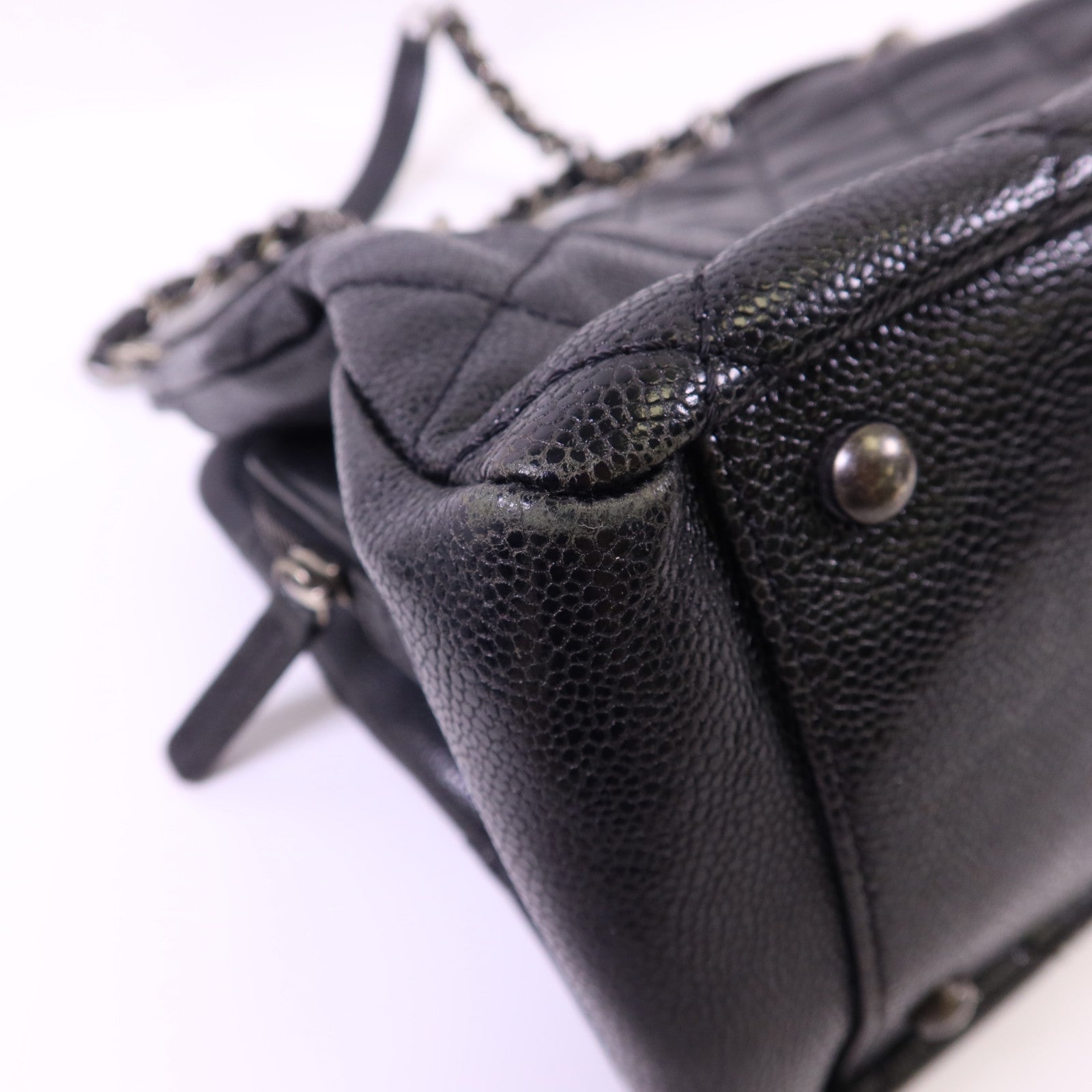 CHANEL 牛皮皮革Chic Shopping Tote銀扣肩背袋