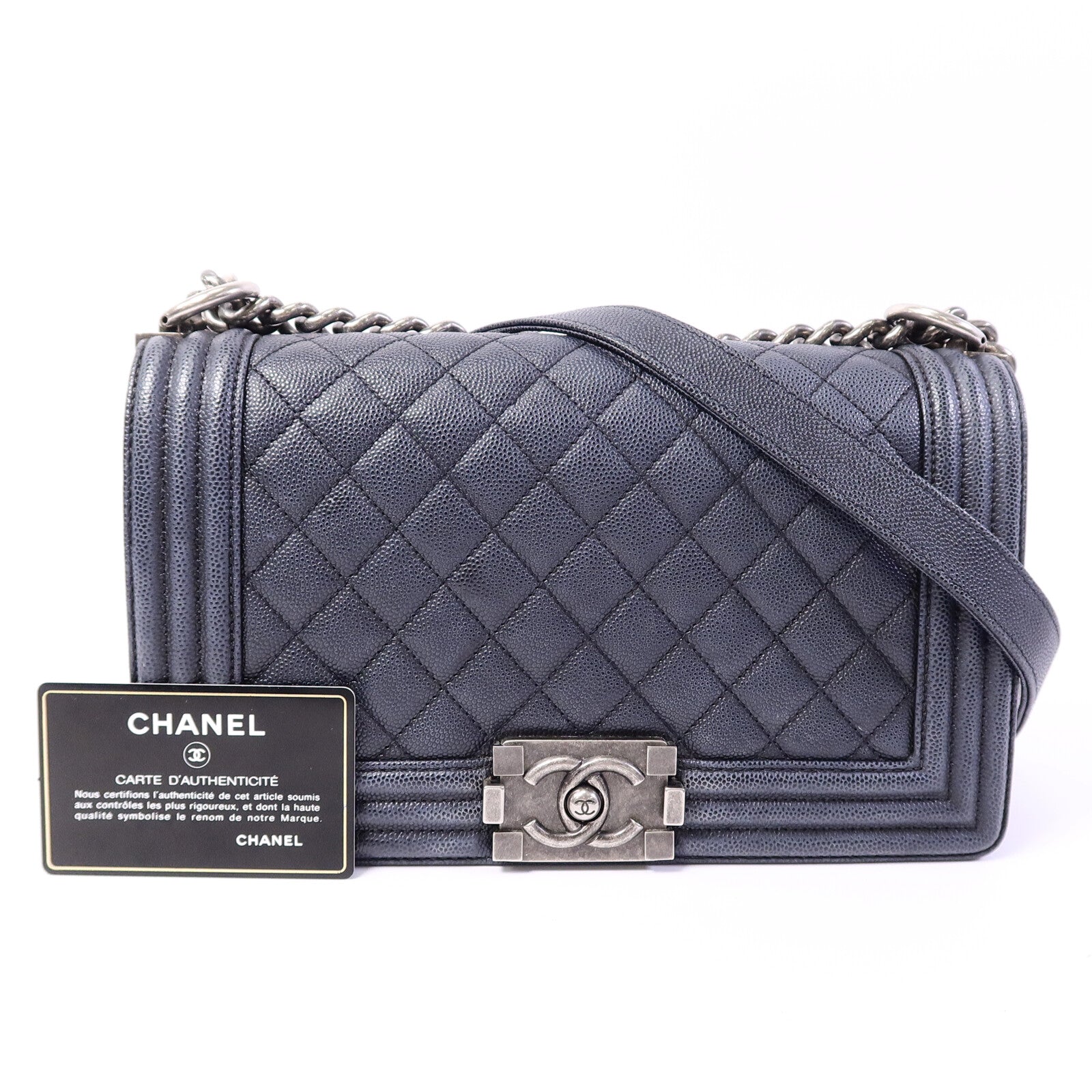 CHANEL 牛皮皮革Boy 25鏈帶肩背袋
