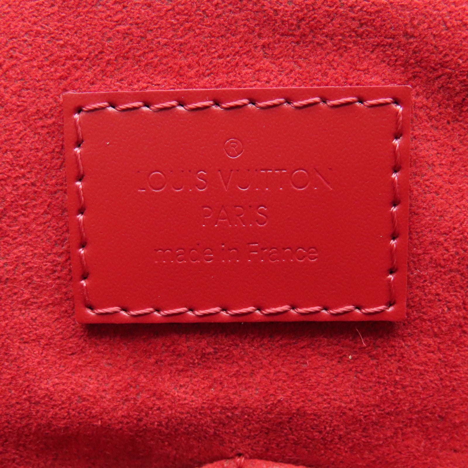 LOUIS VUITTON Damier Caissa MM gold buckle handle bag brown/red