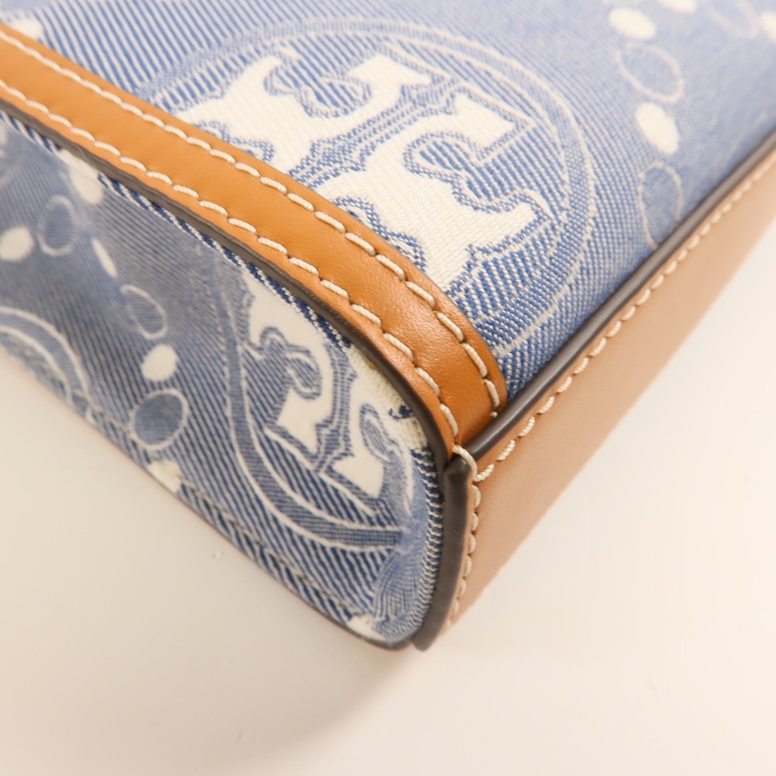 Tory Burch 帆布Mini T Monogram金扣手挽肩背兩用袋