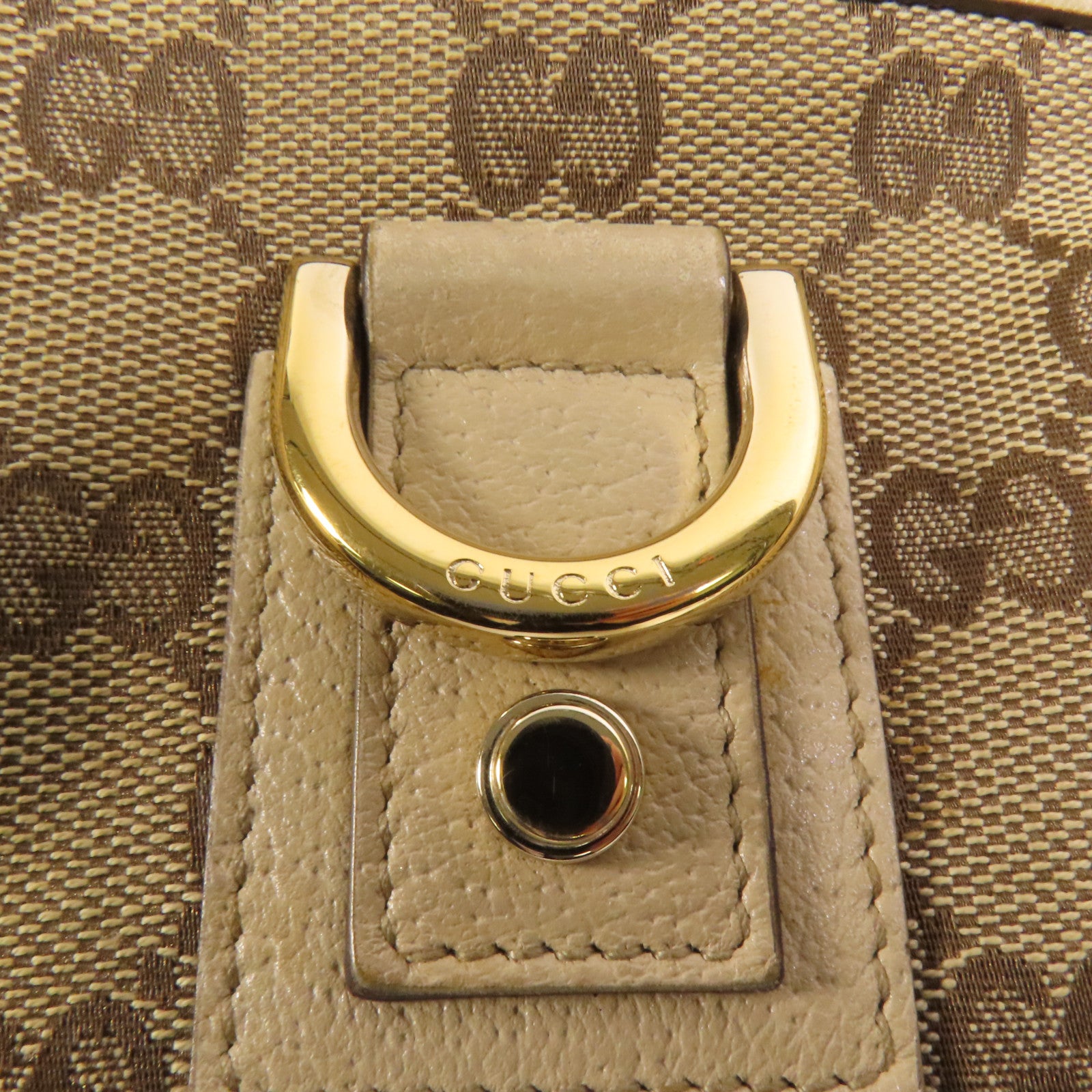 GUCCI 帆布Abbey Tote金扣手挽袋