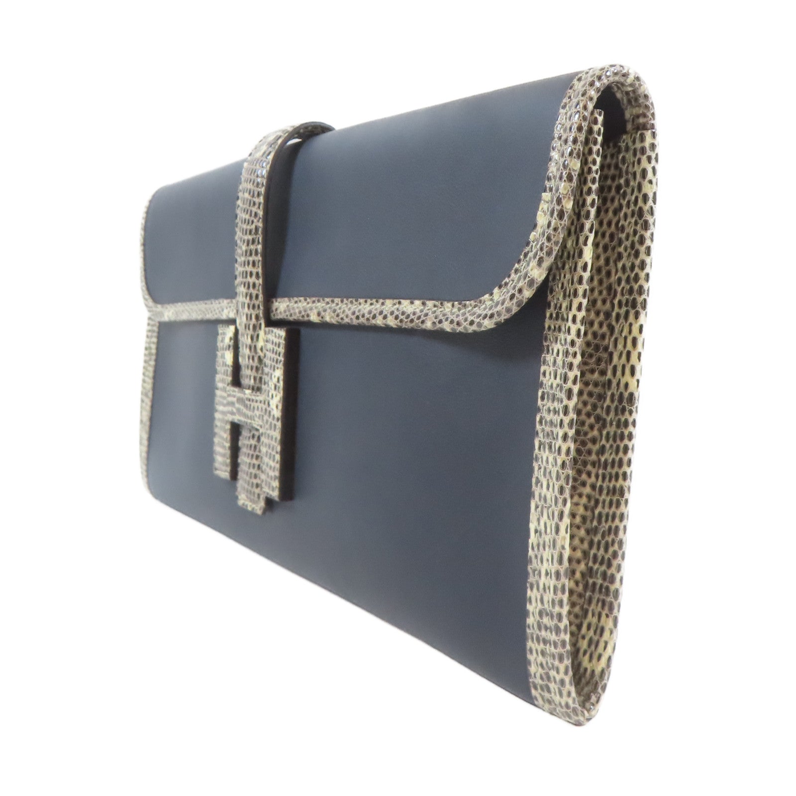 HERMES 【清倉大減價】Swift皮革/蜥蝪皮革Clutch Bag手拿包Bleu Indigo/深藍色