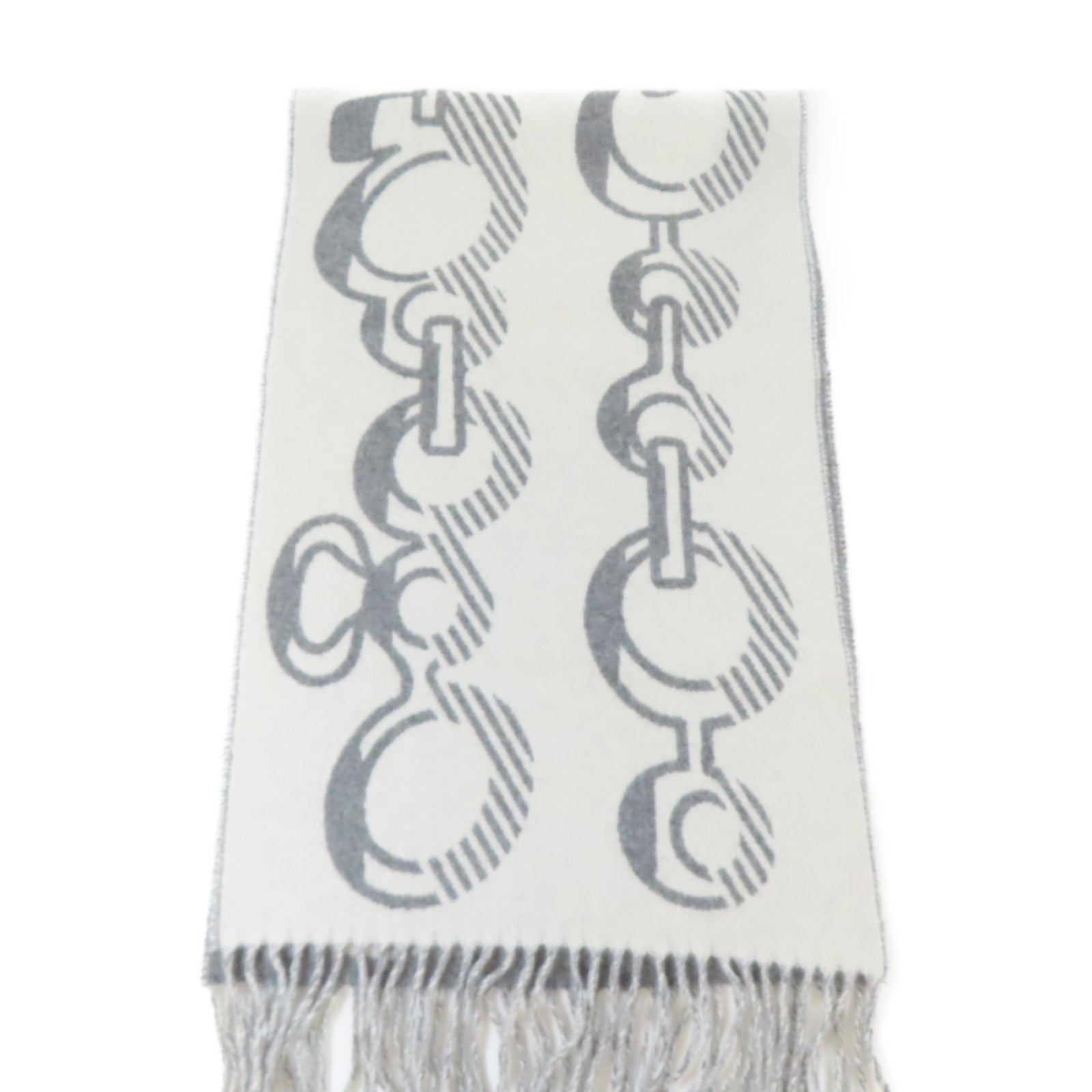 HERMES 羊絨Scarf圍巾白色/灰色