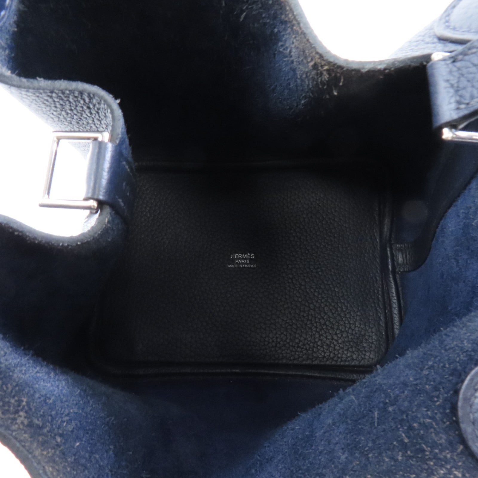 HERMES Clemence皮革Picotin PM銀扣手挽袋Blue Nuit/深藍色