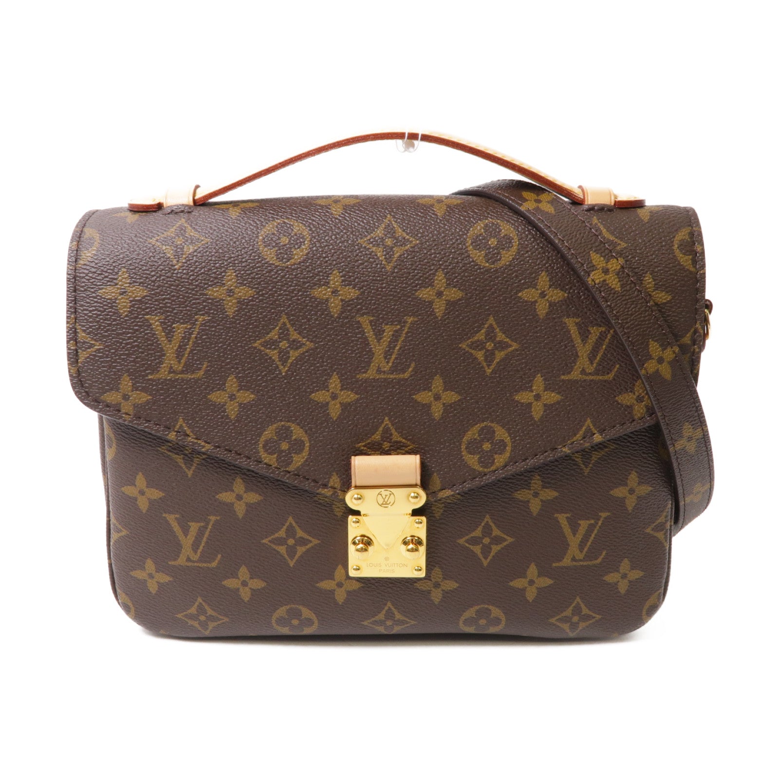 LOUIS VUITTON Monogram Pochette Metis金扣手挽肩背兩用袋棕色
