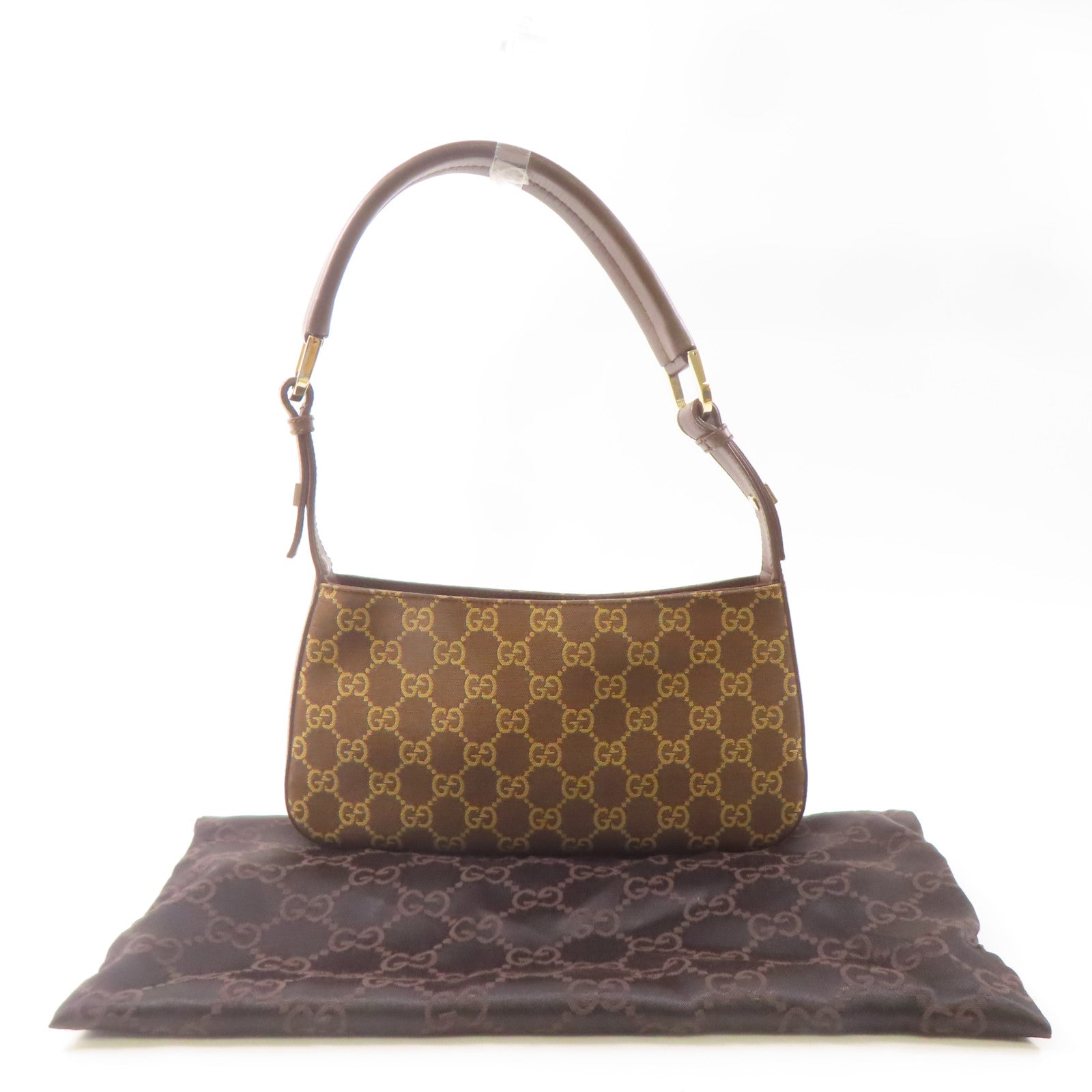 GUCCI 帆布/皮革Shoulder Bag金扣肩背袋