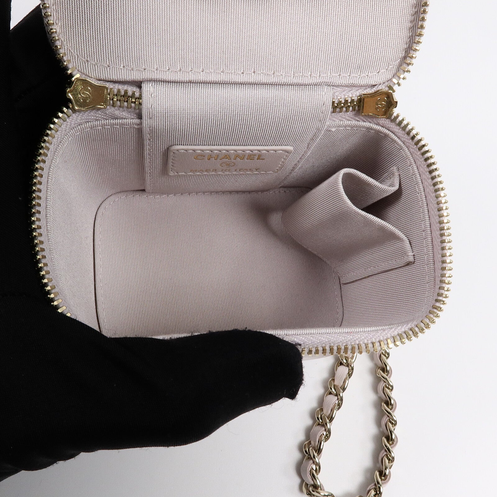 CHANEL 羊皮皮革Vanity Case鏈帶肩背袋