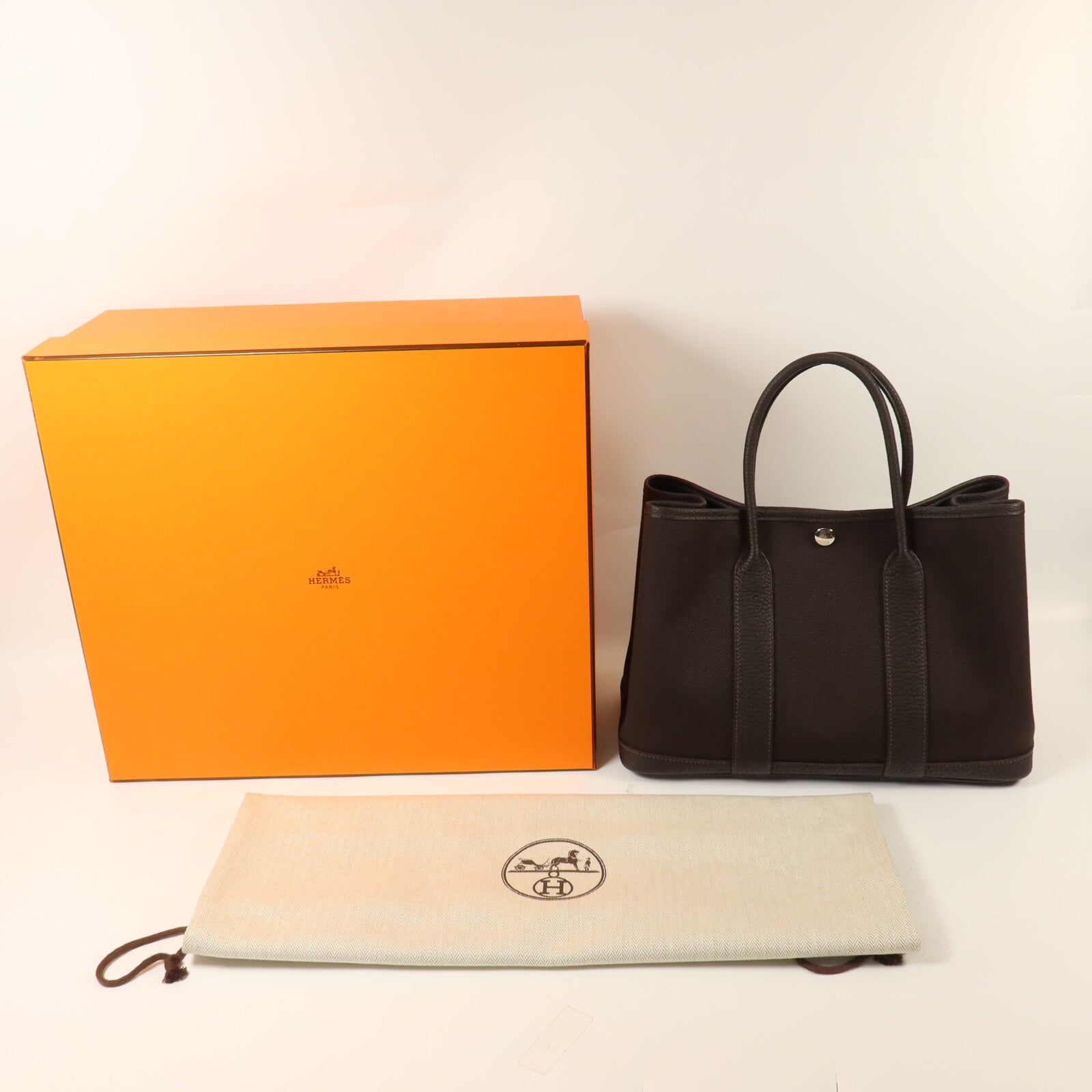 HERMES 帆布Garden Party TPM手挽袋Bai Brun