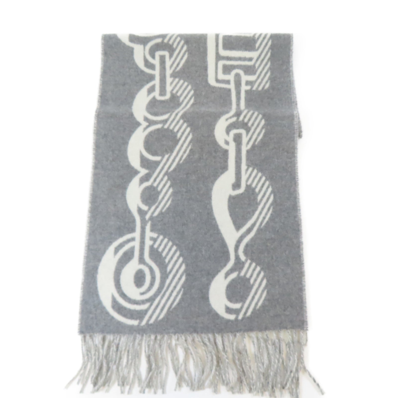 HERMES 羊絨Scarf圍巾白色/灰色
