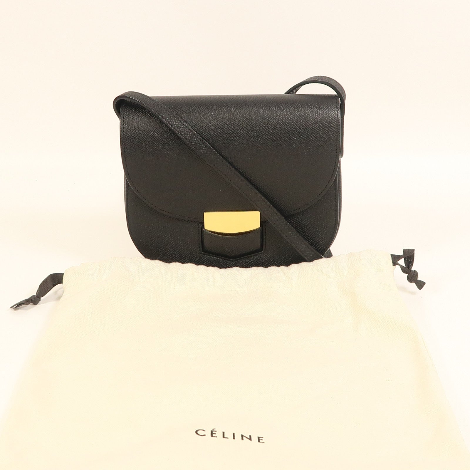 CELINE 牛皮皮革Trotteur Small金扣肩背袋