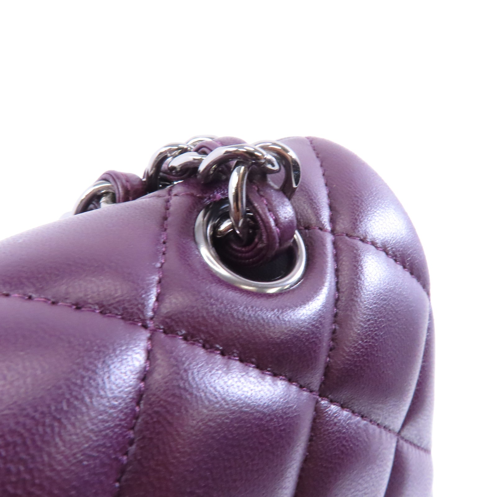 CHANEL 【激減優惠】菱格羊皮皮革Classic Maxi銀扣鏈帶肩背袋
