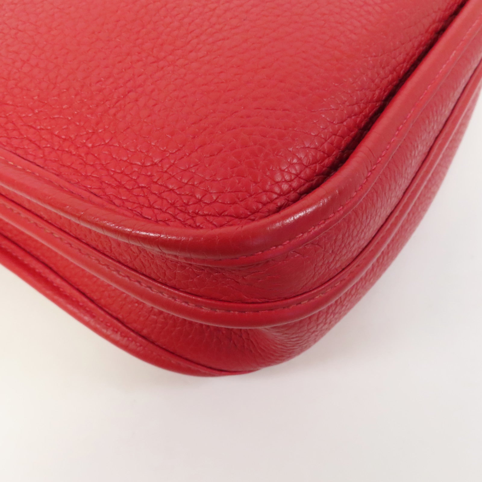 HERMES Clemence皮革Evelyne PM銀扣肩背袋Rouge Casaque法拉利紅色