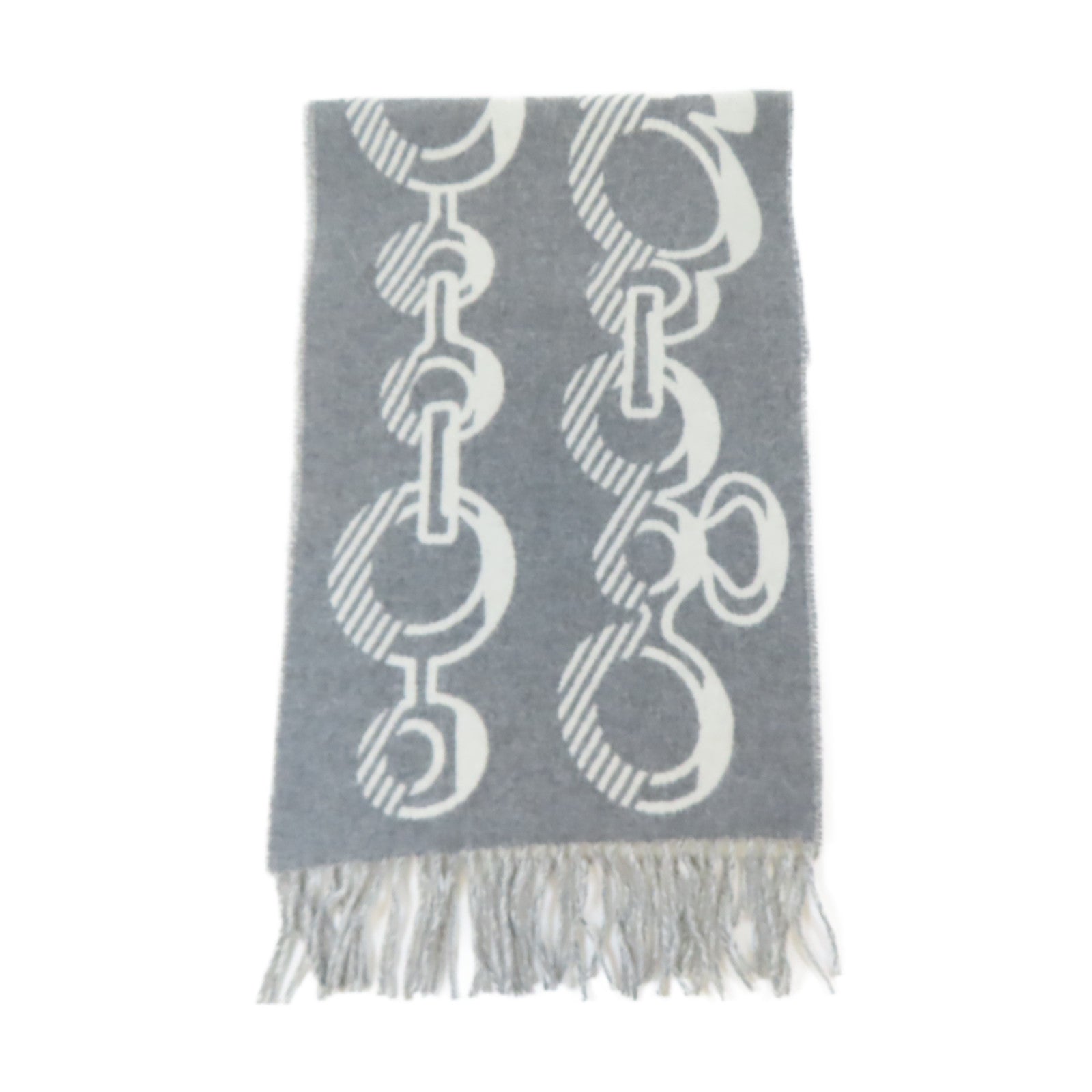 HERMES 羊絨Scarf圍巾白色/灰色