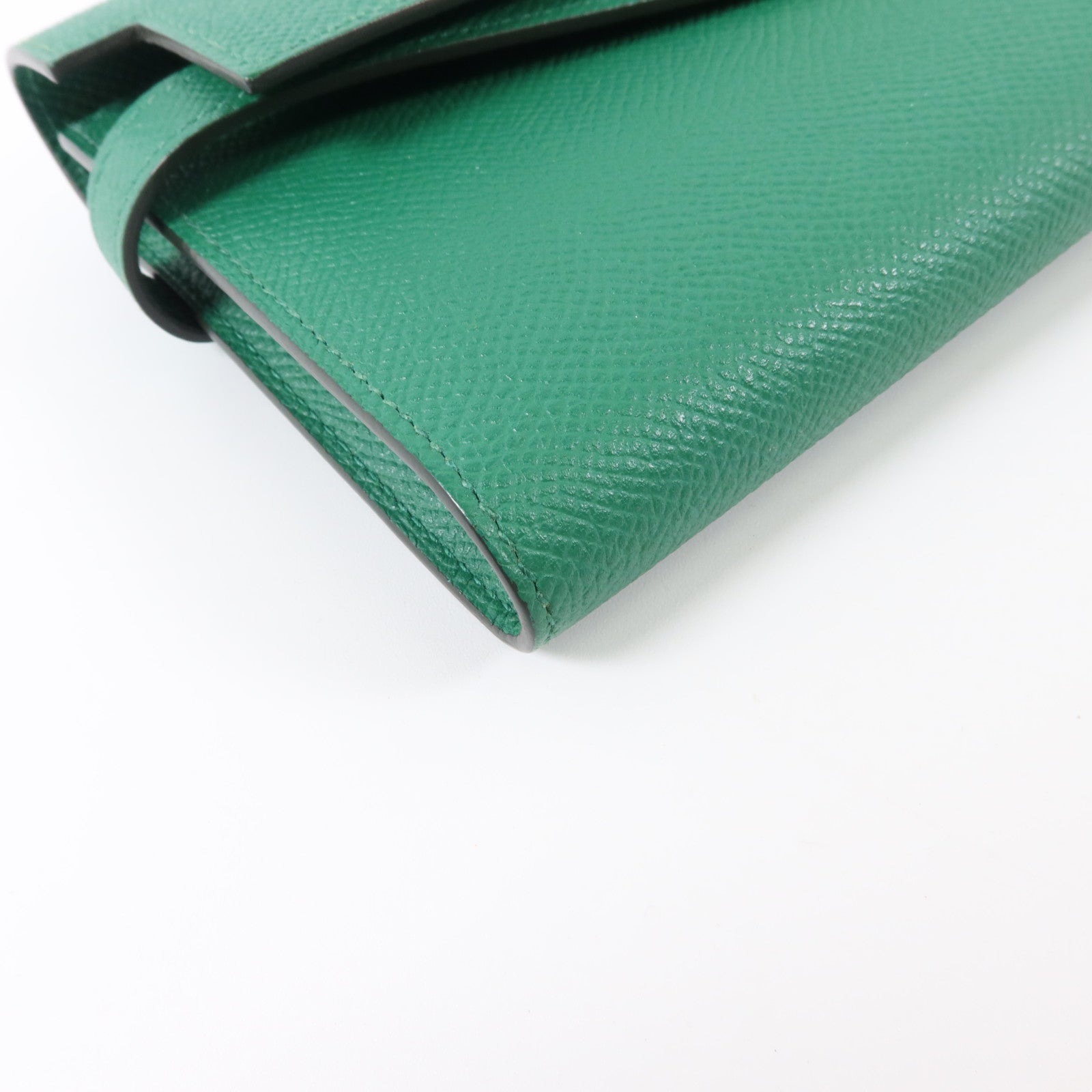 HERMES Epsom皮革Kelly Wallet金扣長錢包Vert Vertigo
