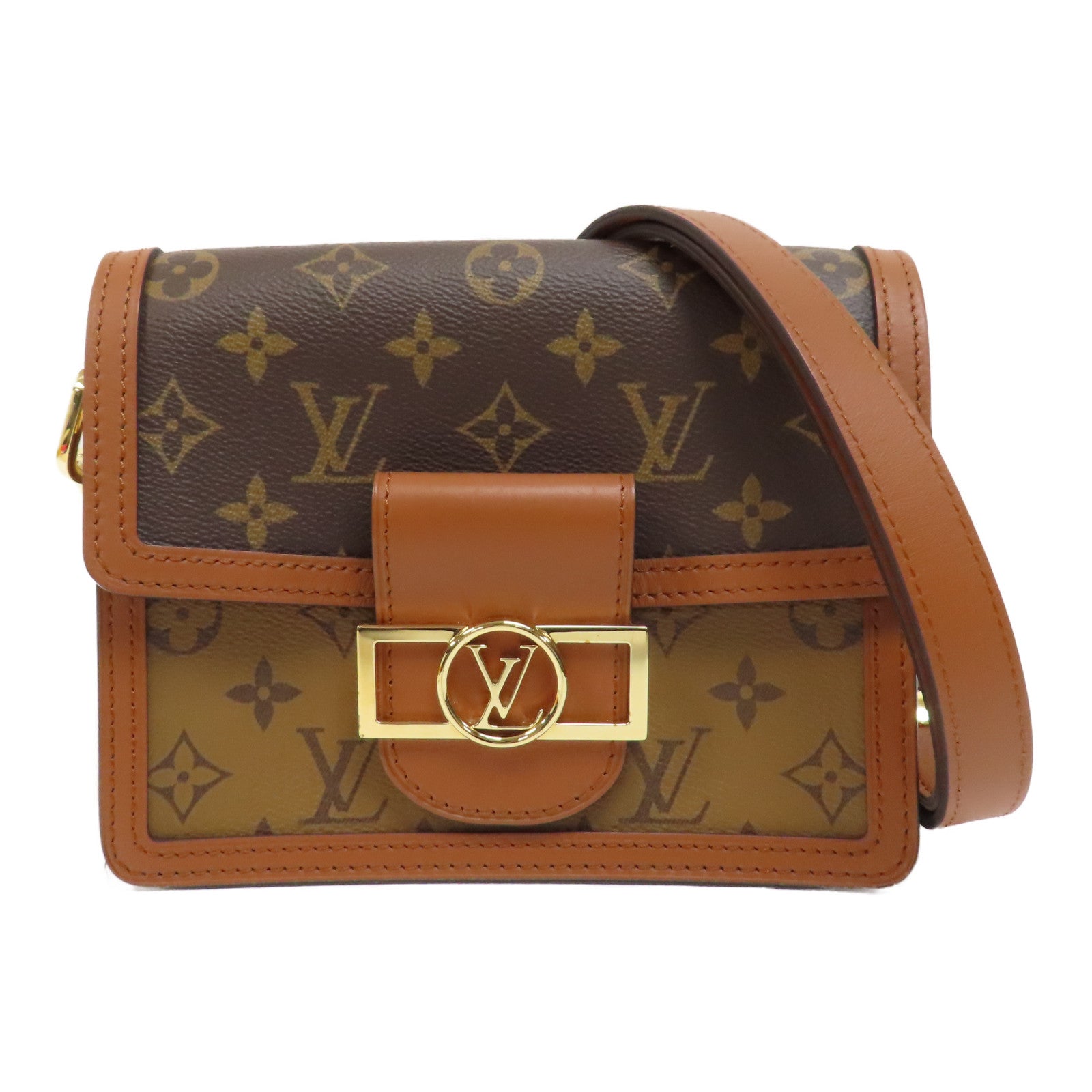 LOUIS VUITTON Monogram Dauphine金扣肩背袋啡色