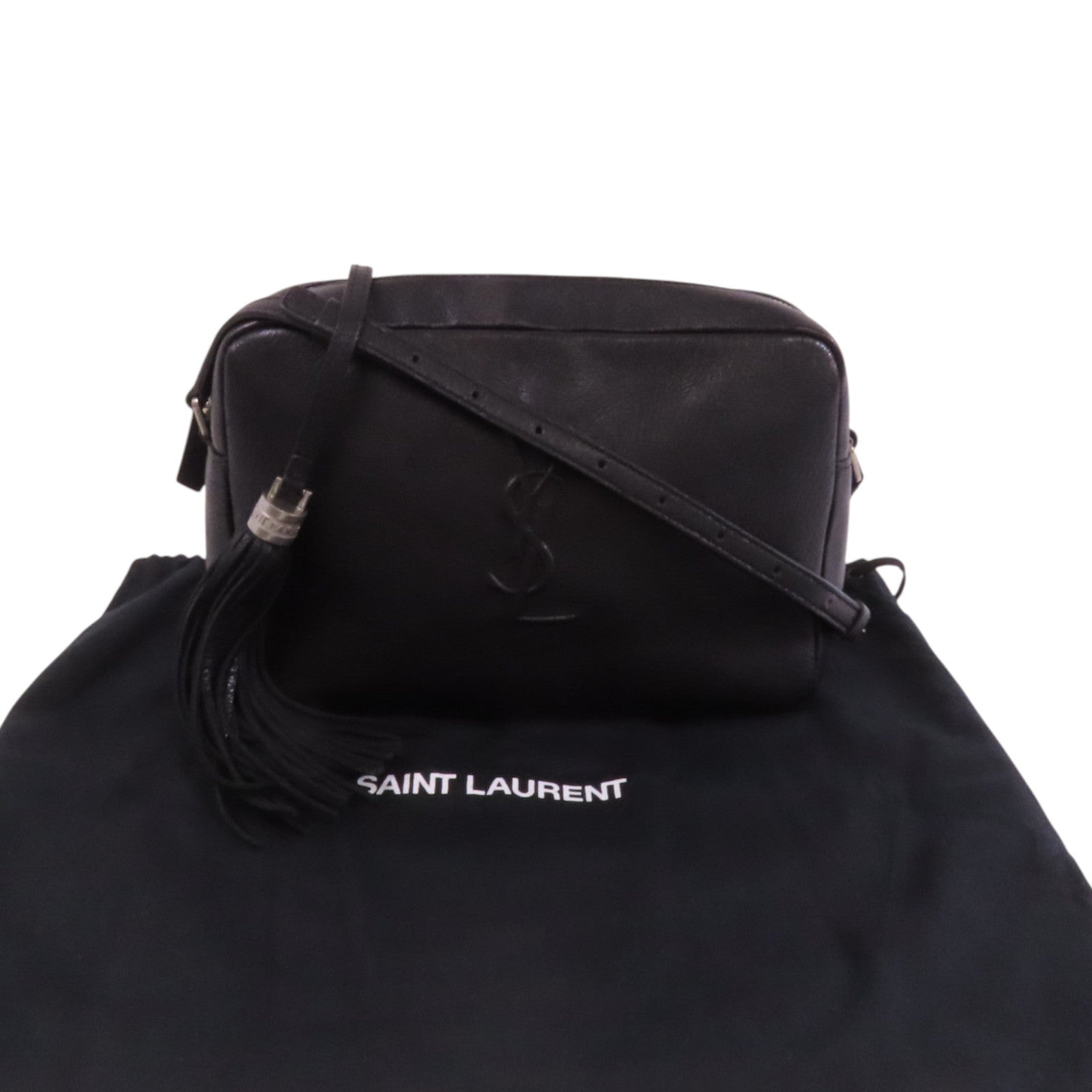 SAINT LAURENT 牛皮皮革Lou Camera Bag銀扣肩背袋