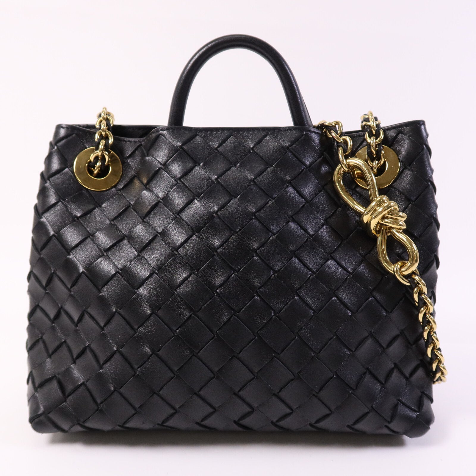 BOTTEGA VENETA 羊皮皮革Andiamo Small金扣鏈帶手挽肩背兩用袋