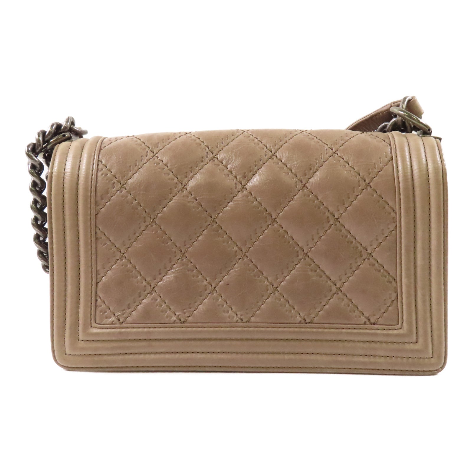 CHANEL 【激減優惠】牛皮皮革Boy 25銀扣鏈帶肩背袋