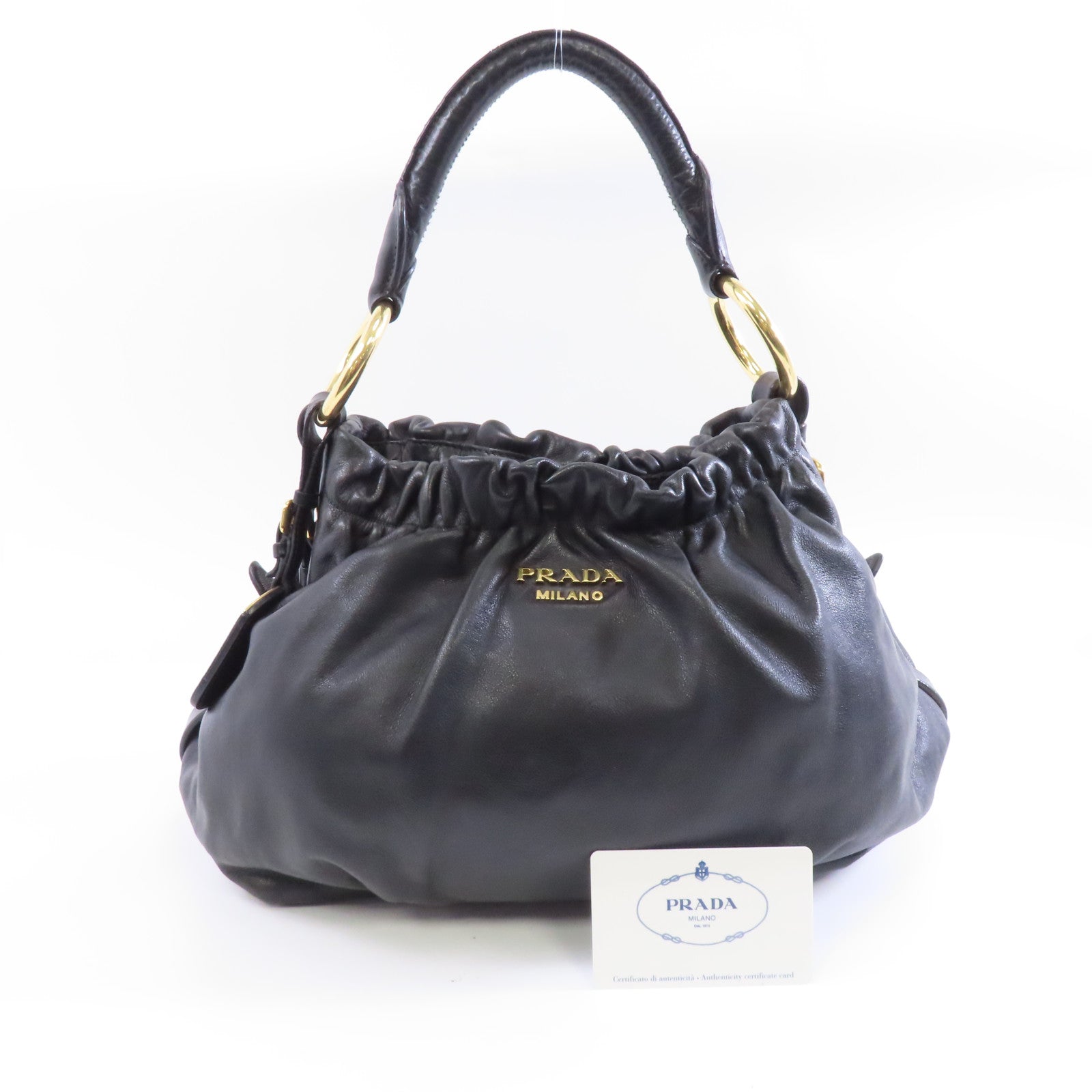 PRADA 皮革Shoulder Bag金扣肩背袋黑色