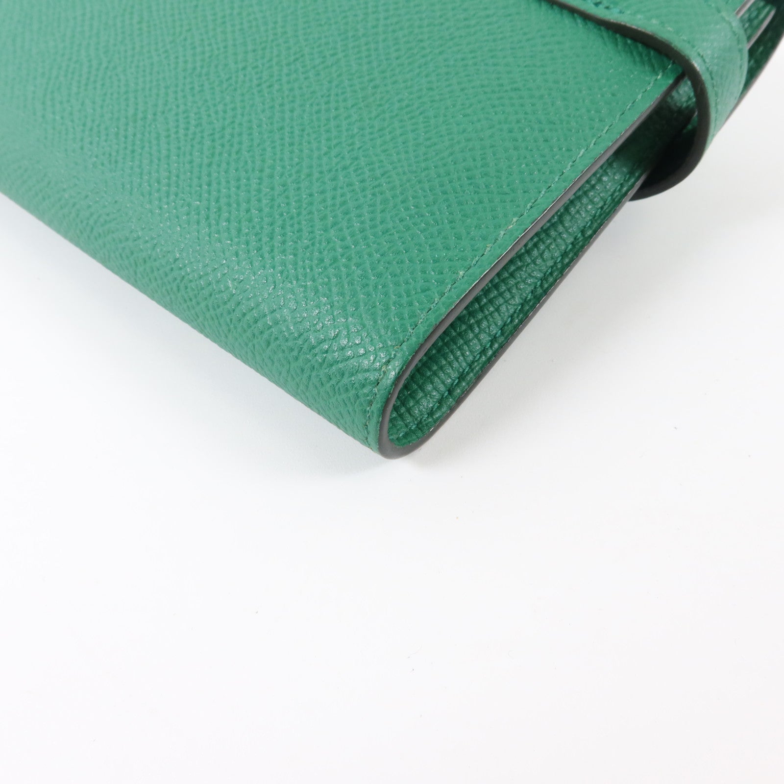 HERMES Epsom皮革Kelly Wallet金扣長錢包Vert Vertigo