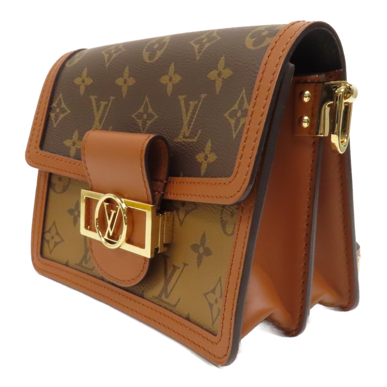 LOUIS VUITTON Monogram Dauphine金扣肩背袋啡色