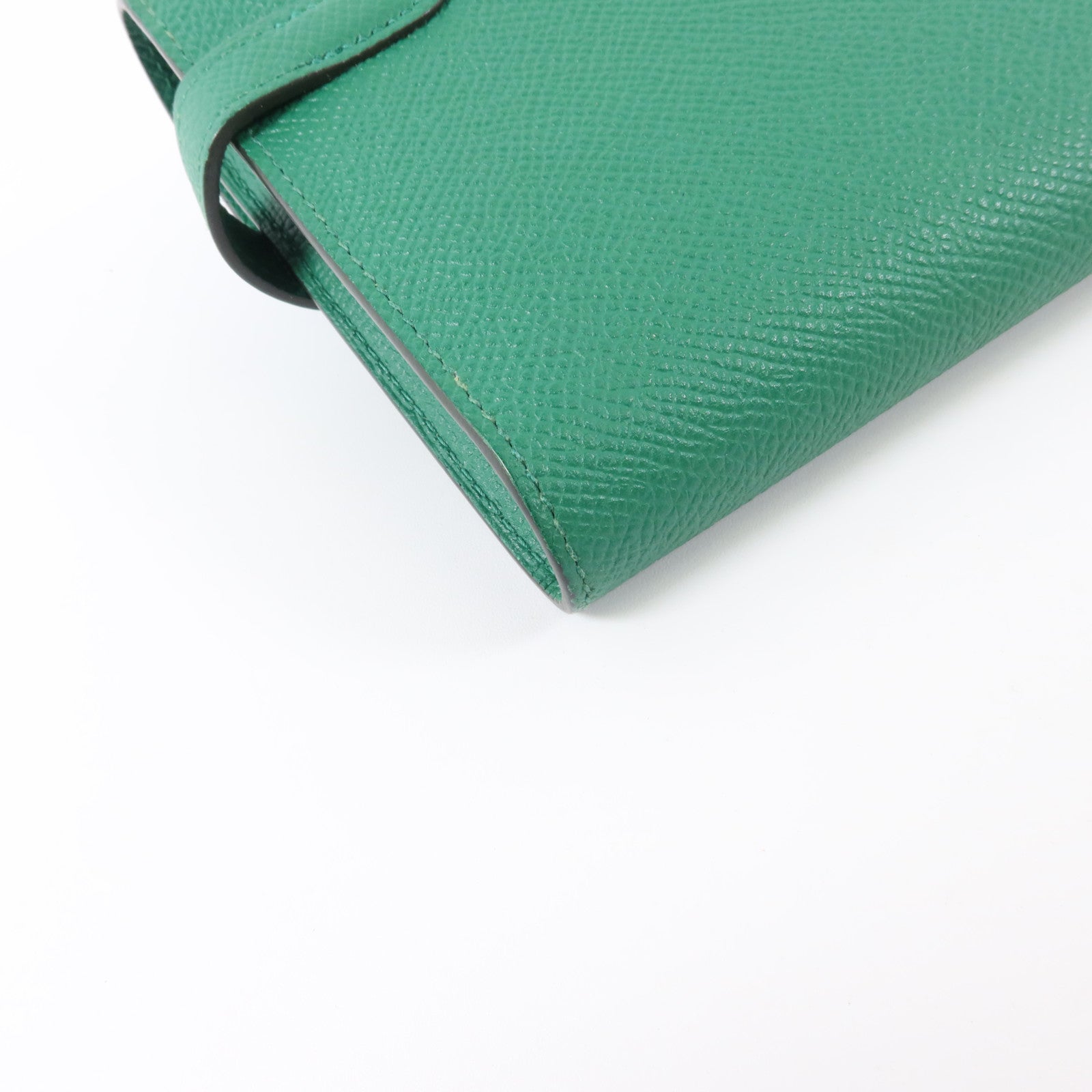 HERMES Epsom皮革Kelly Wallet金扣長錢包Vert Vertigo