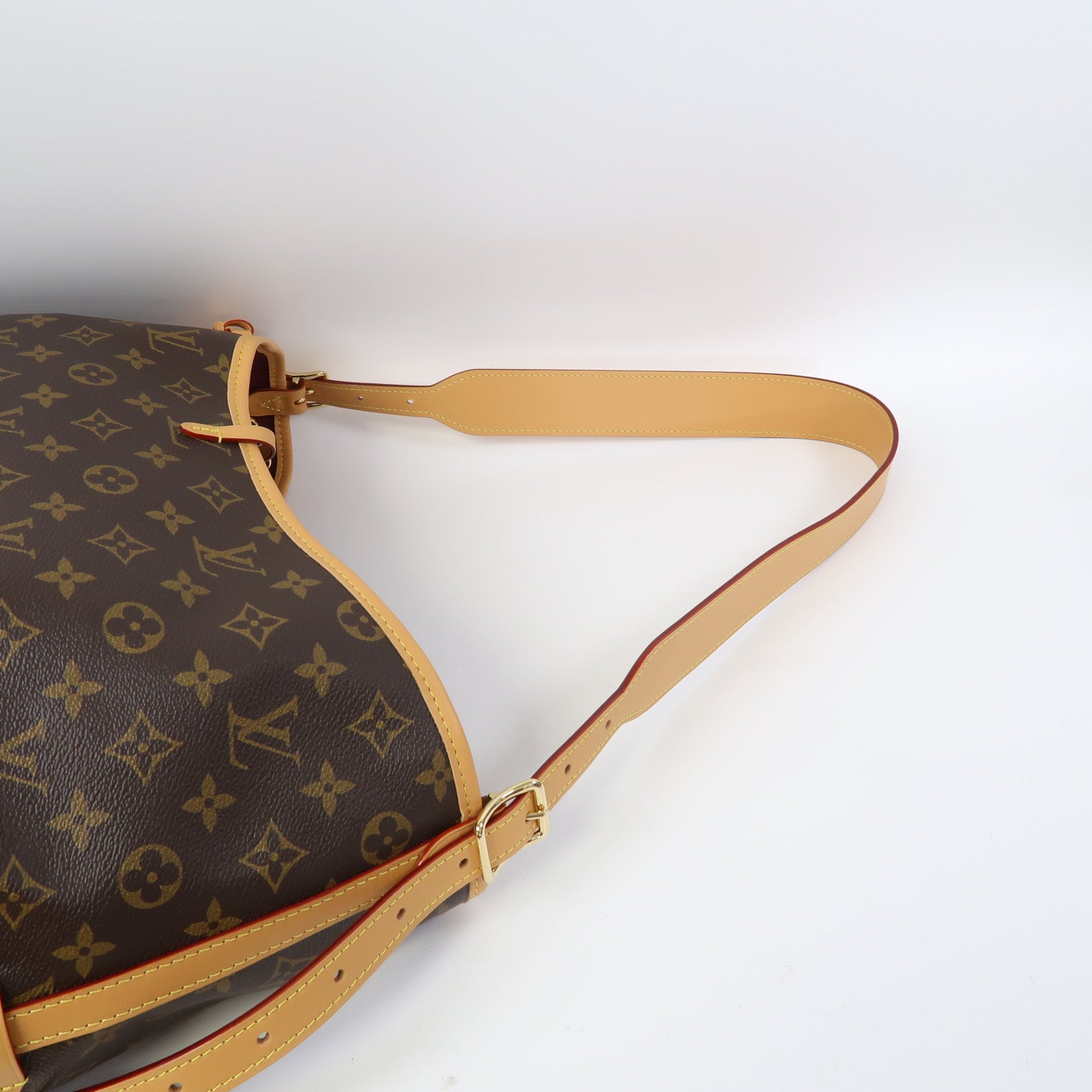 LOUIS VUITTON Monogram CarryAll MM金扣肩背袋啡色