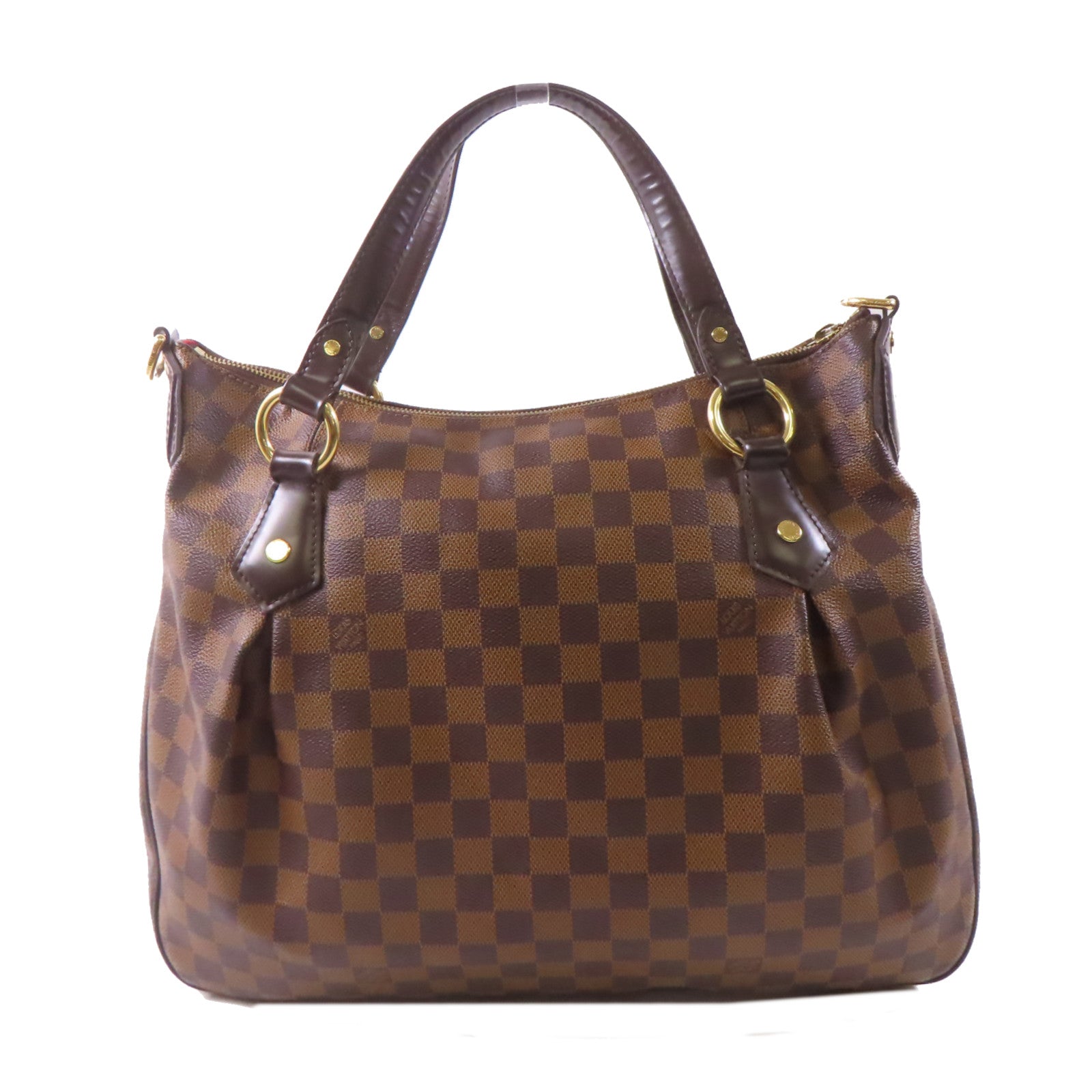 LOUIS VUITTON Damier Evora MM金扣手挽肩背兩用袋棕色