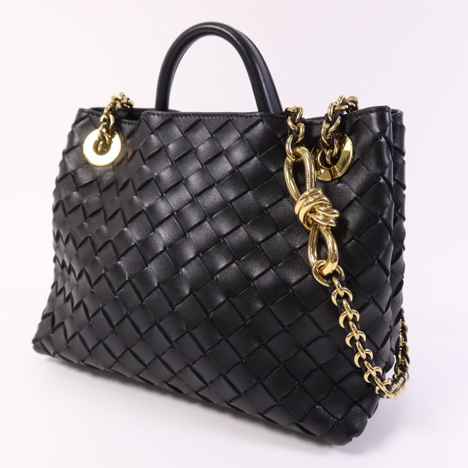 BOTTEGA VENETA 羊皮皮革Andiamo Small金扣鏈帶手挽肩背兩用袋