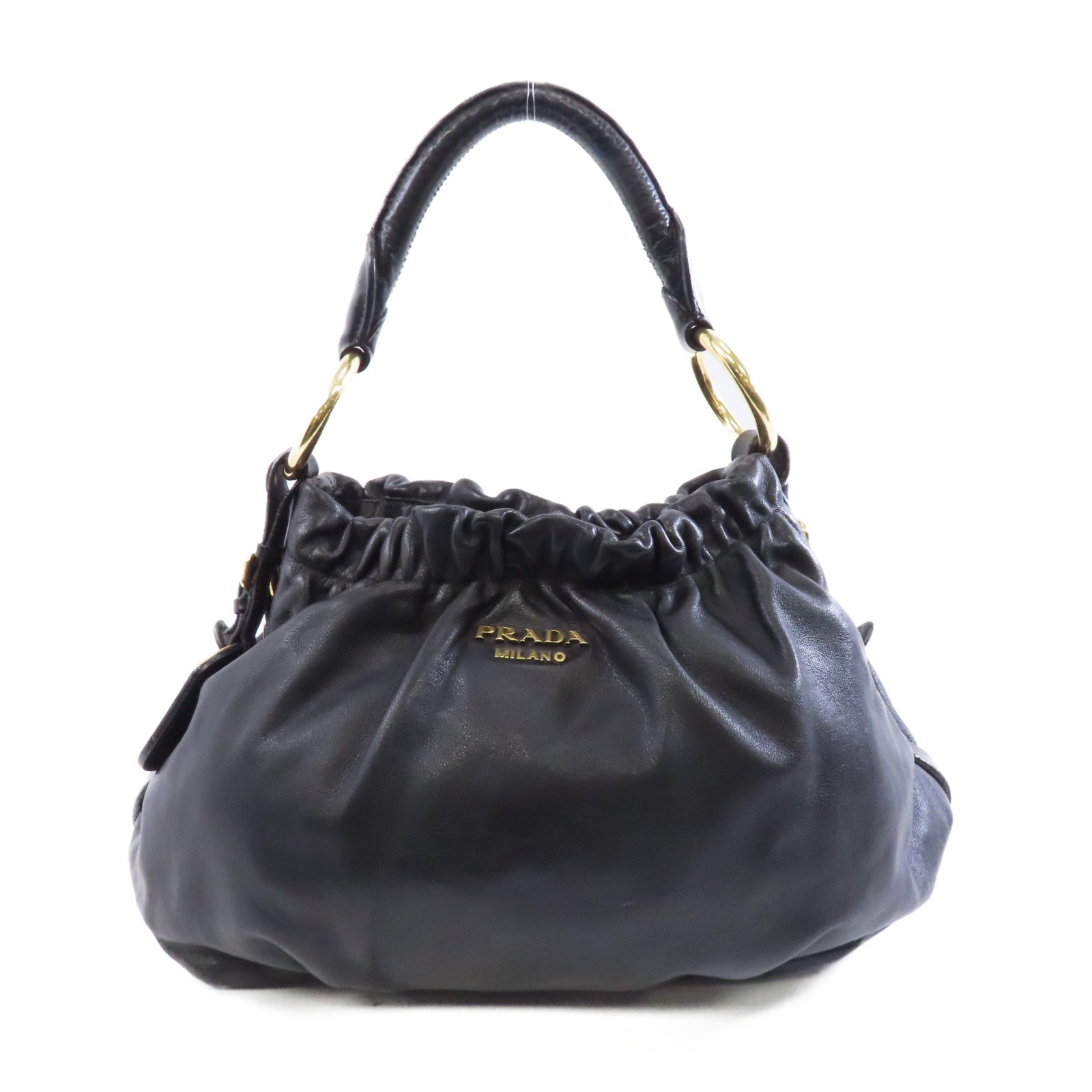 PRADA 皮革Shoulder Bag金扣肩背袋黑色