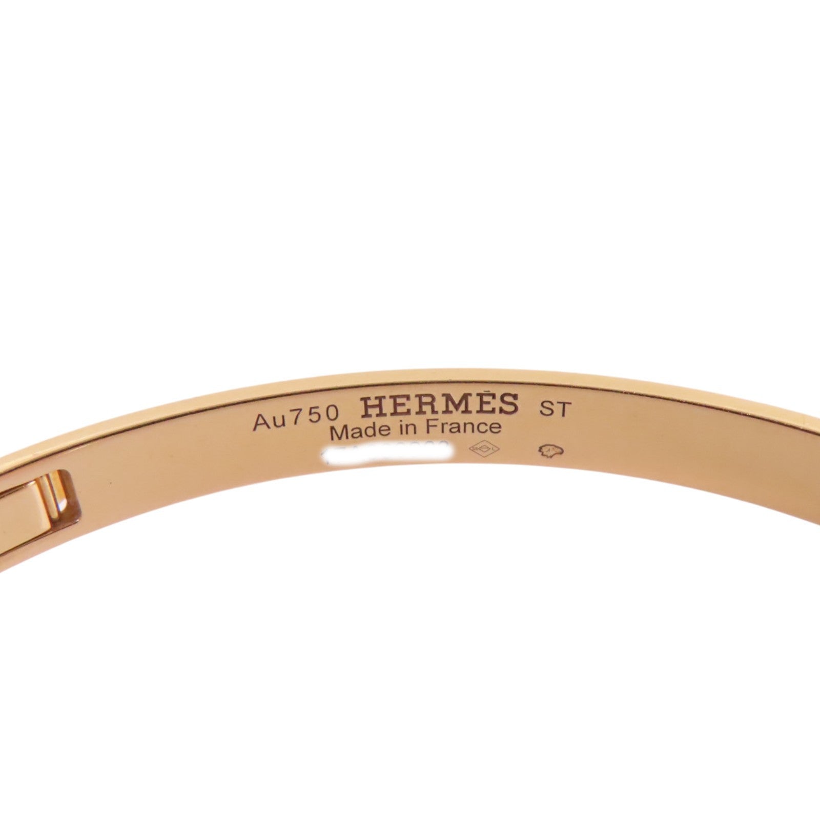 HERMES 18K玫瑰金/鑽石MiniChain D' Ancre Diamond Bangle金扣手鐲