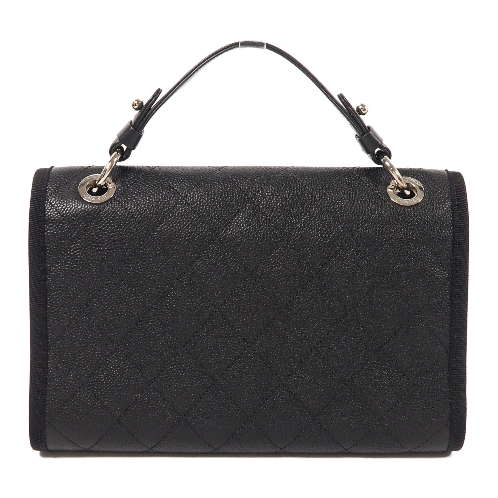 CHANEL CC SHW 2 Way Shoulder Bag Calfskin Leather Black