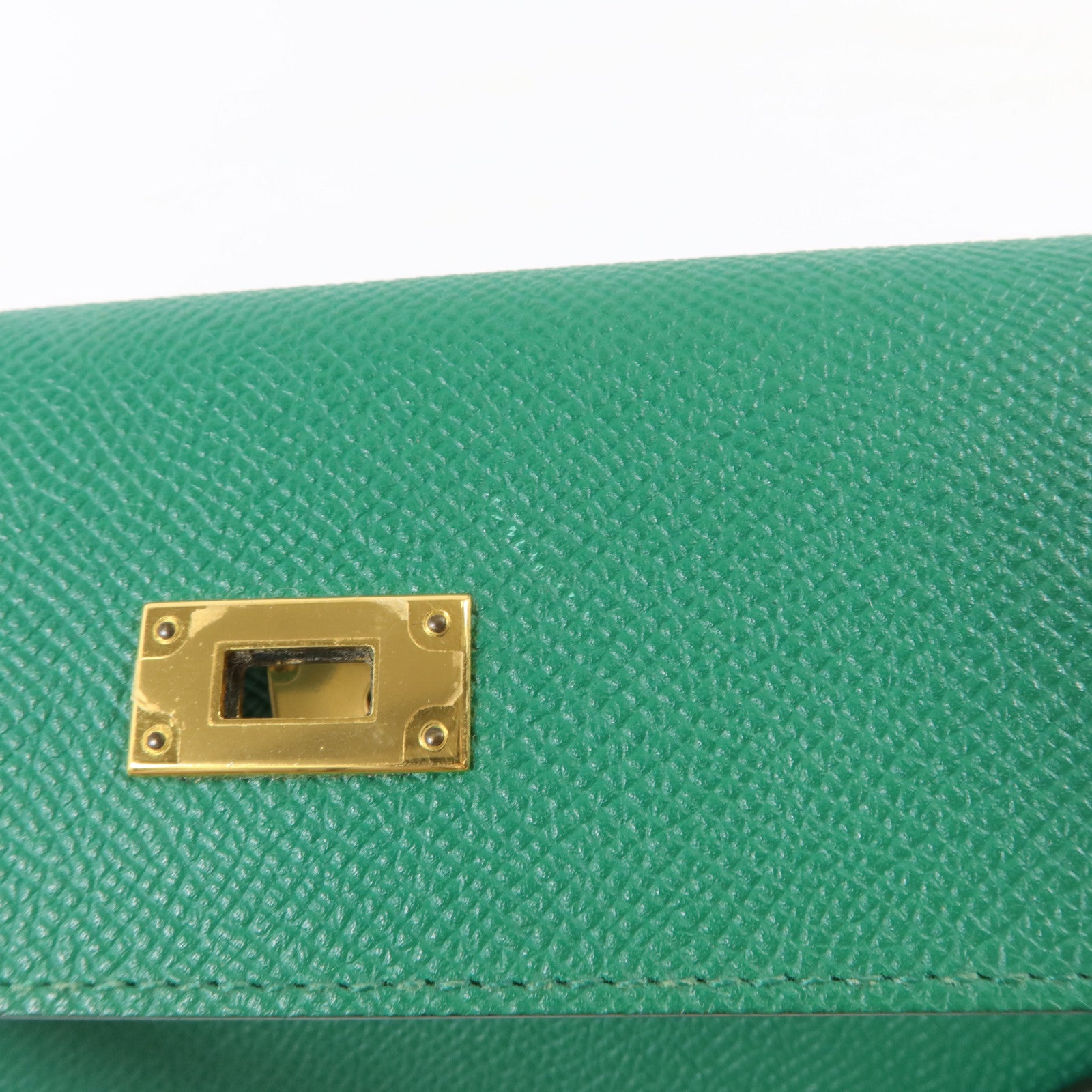 HERMES Epsom皮革Kelly Wallet金扣長錢包Vert Vertigo