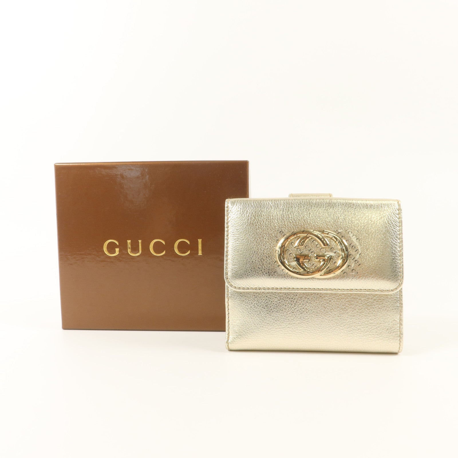 GUCCI 牛皮皮革Interlocking G W Hook Wallet錢包