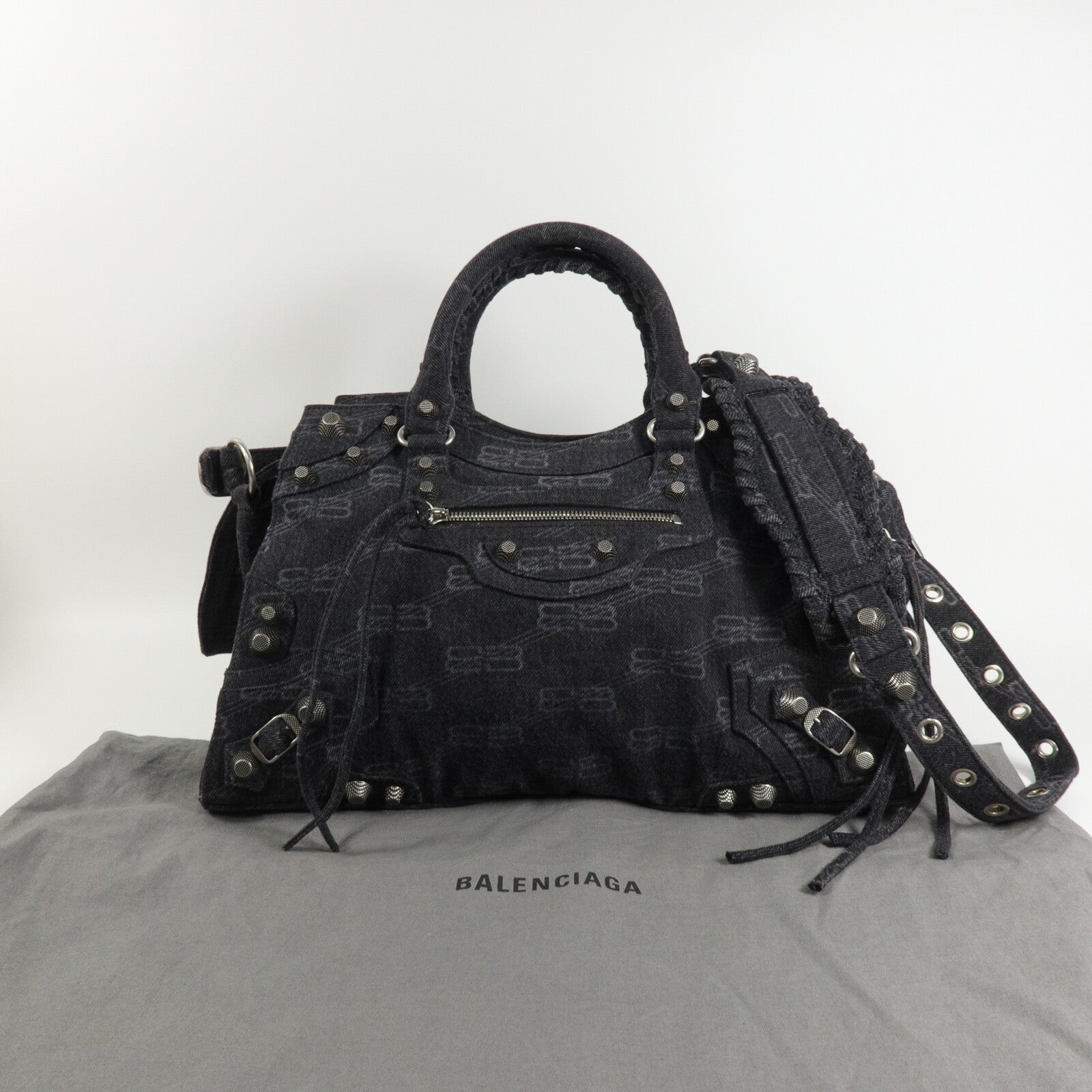 BALENCIAGA 牛仔布Neo Cagole City手挽肩背兩用袋