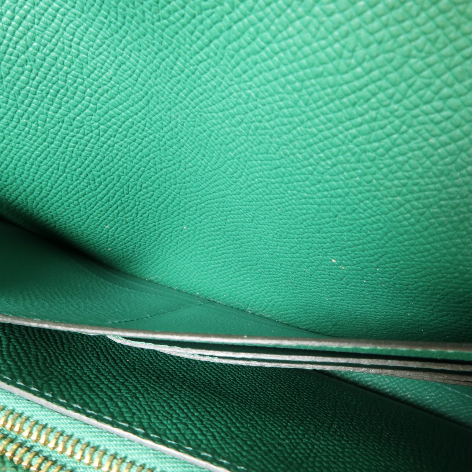 HERMES Epsom皮革Kelly Wallet金扣長錢包Vert Vertigo
