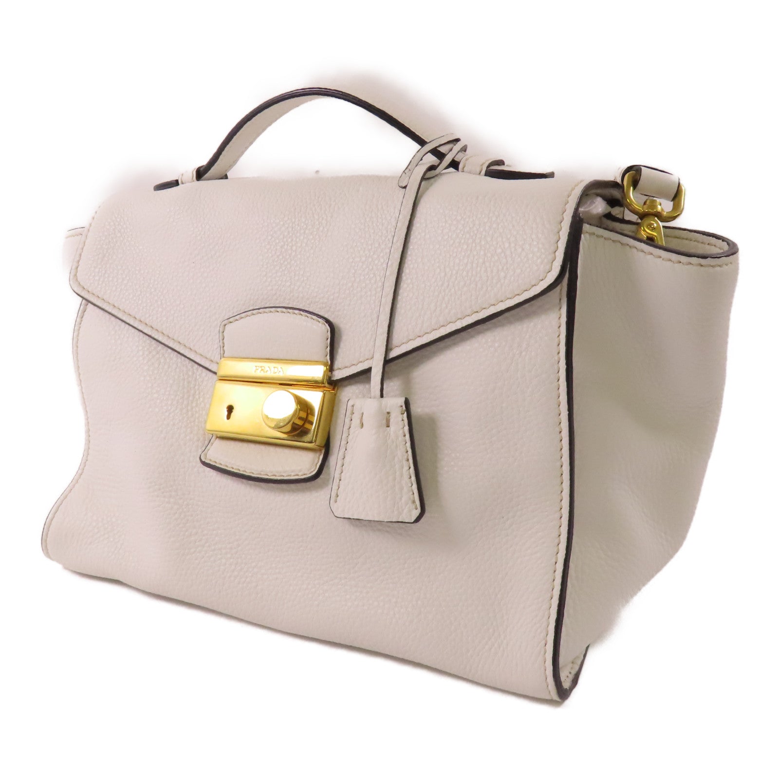 PRADA 【激減優惠】牛皮皮革Shoulder Bag金扣手挽肩背兩用袋