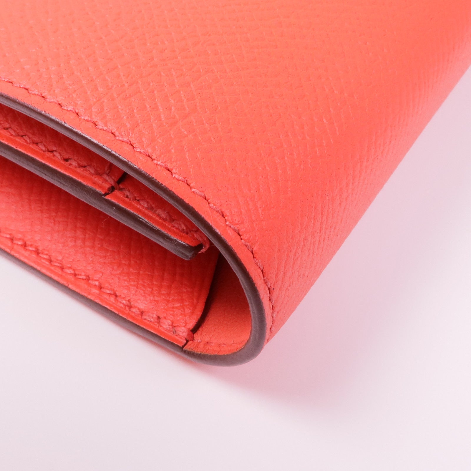 HERMES Epsom皮革Constance Wallet銀扣長錢包T5 Rose Jaipur