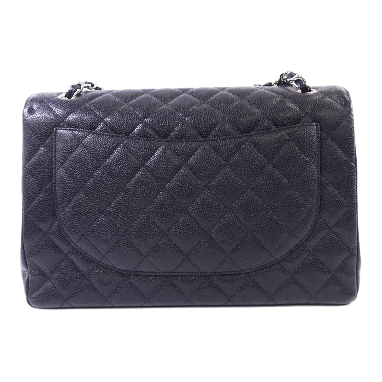 CHANEL 牛皮皮革Classic Maxi銀扣鏈帶肩背袋