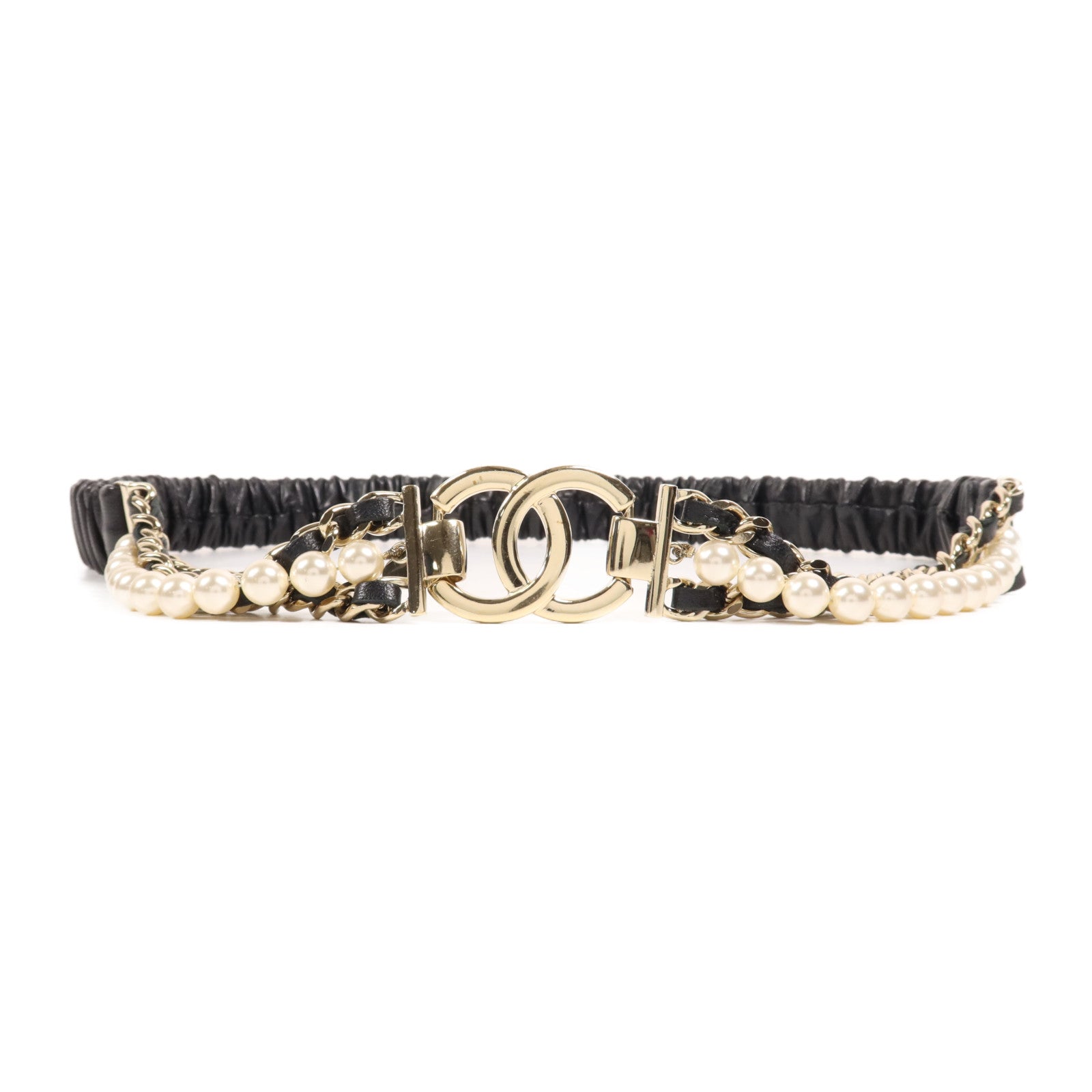 CHANEL 羊皮皮革Belt金扣皮帶