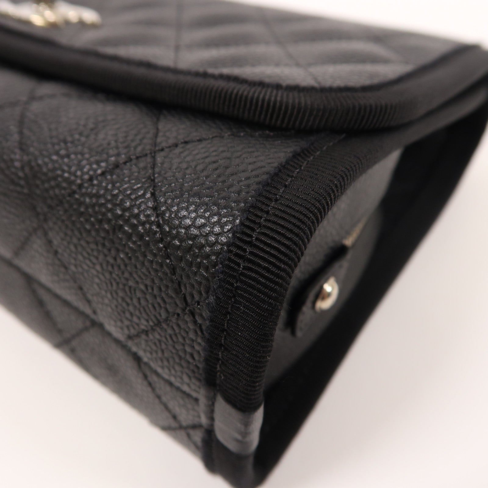 CHANEL CC SHW 2 Way Shoulder Bag Calfskin Leather Black