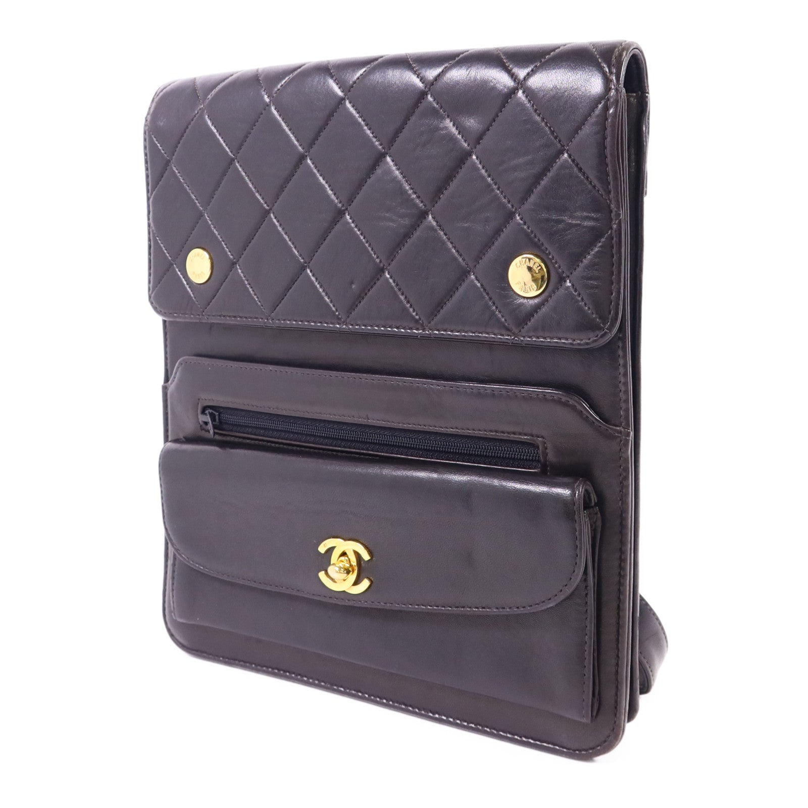 CHANEL 牛皮皮革Vintage Shoulder Bag金扣肩背袋