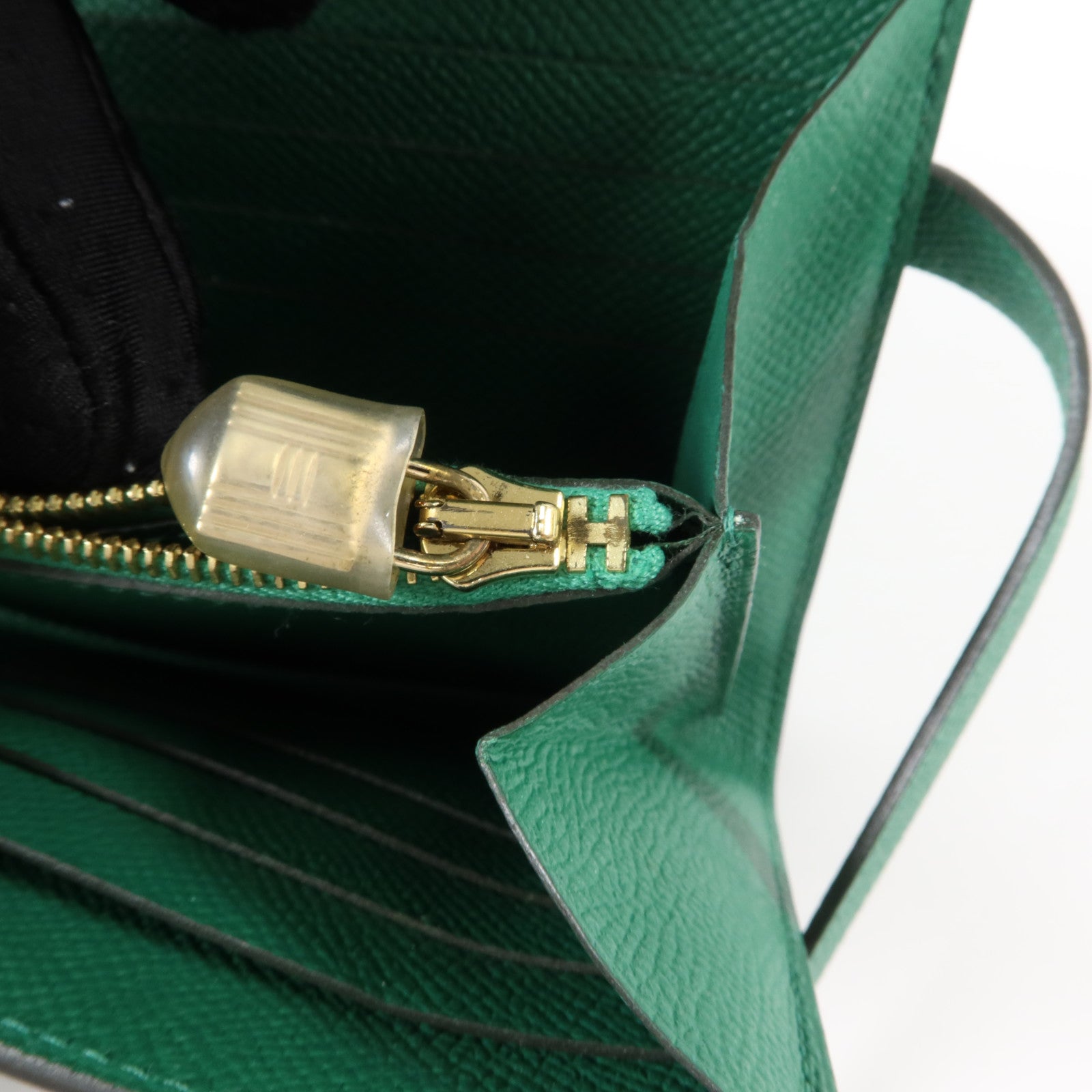 HERMES Epsom皮革Kelly Wallet金扣長錢包Vert Vertigo