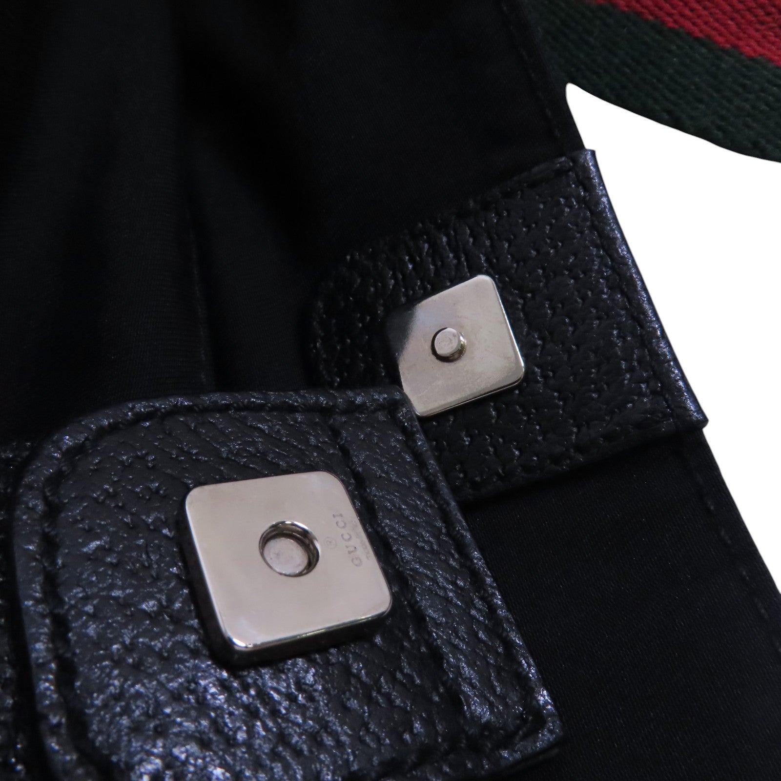 GUCCI GG帆布Tote Bag銀扣肩背袋