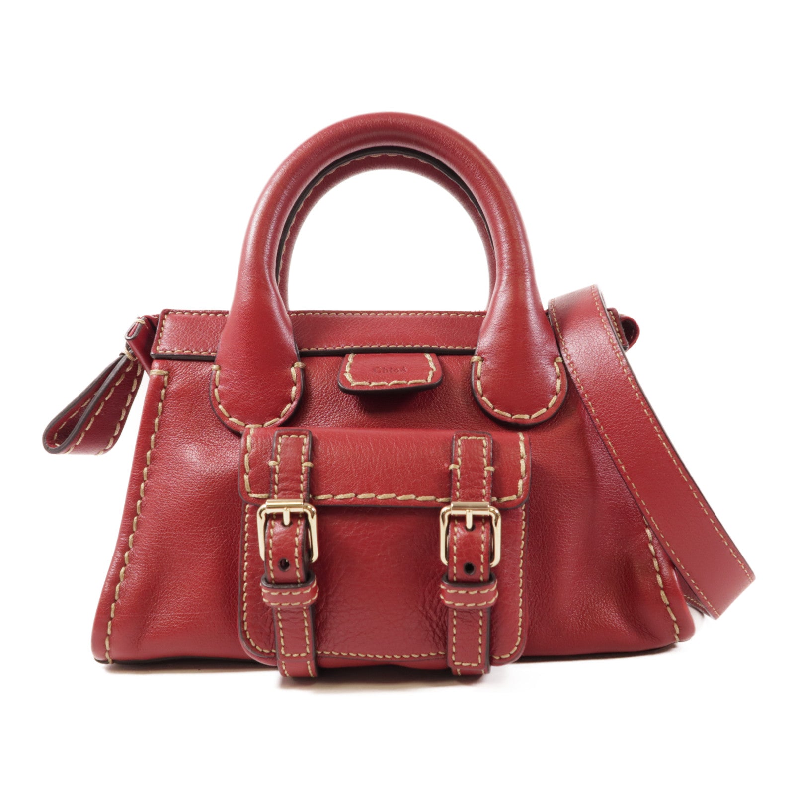 Chloe 牛皮皮革2 Way Shoulder金扣手挽肩背兩用袋