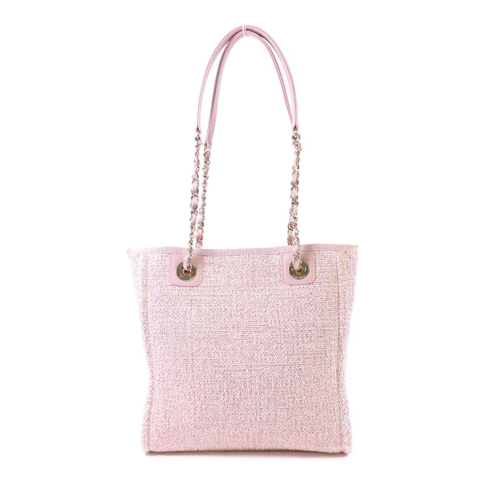CHANEL 帆布Tote Bag金扣鏈帶手挽袋