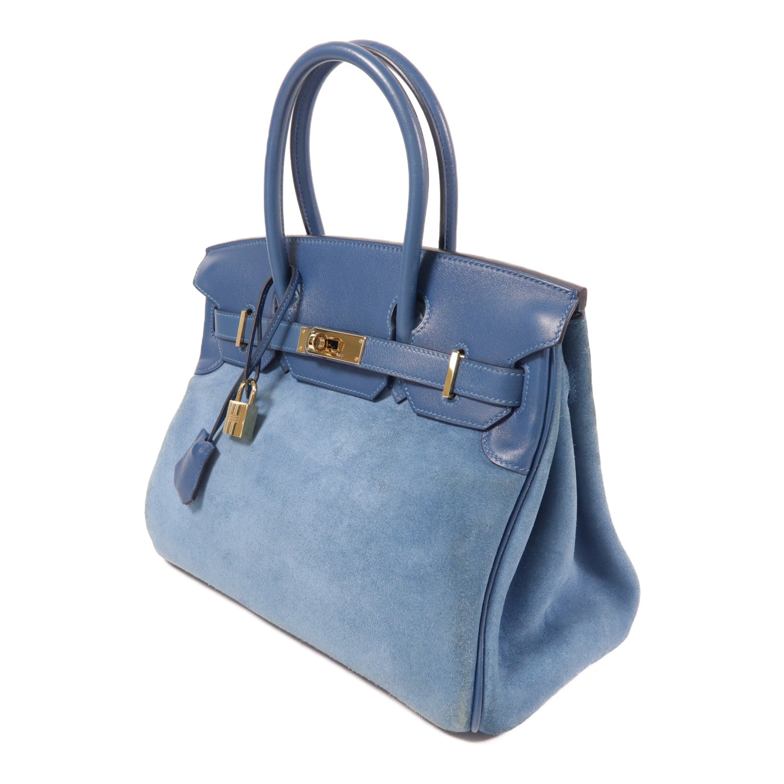 HERMES 【激減優惠】Swift皮革/Doblis Suede皮革Birkin 30金扣手挽袋