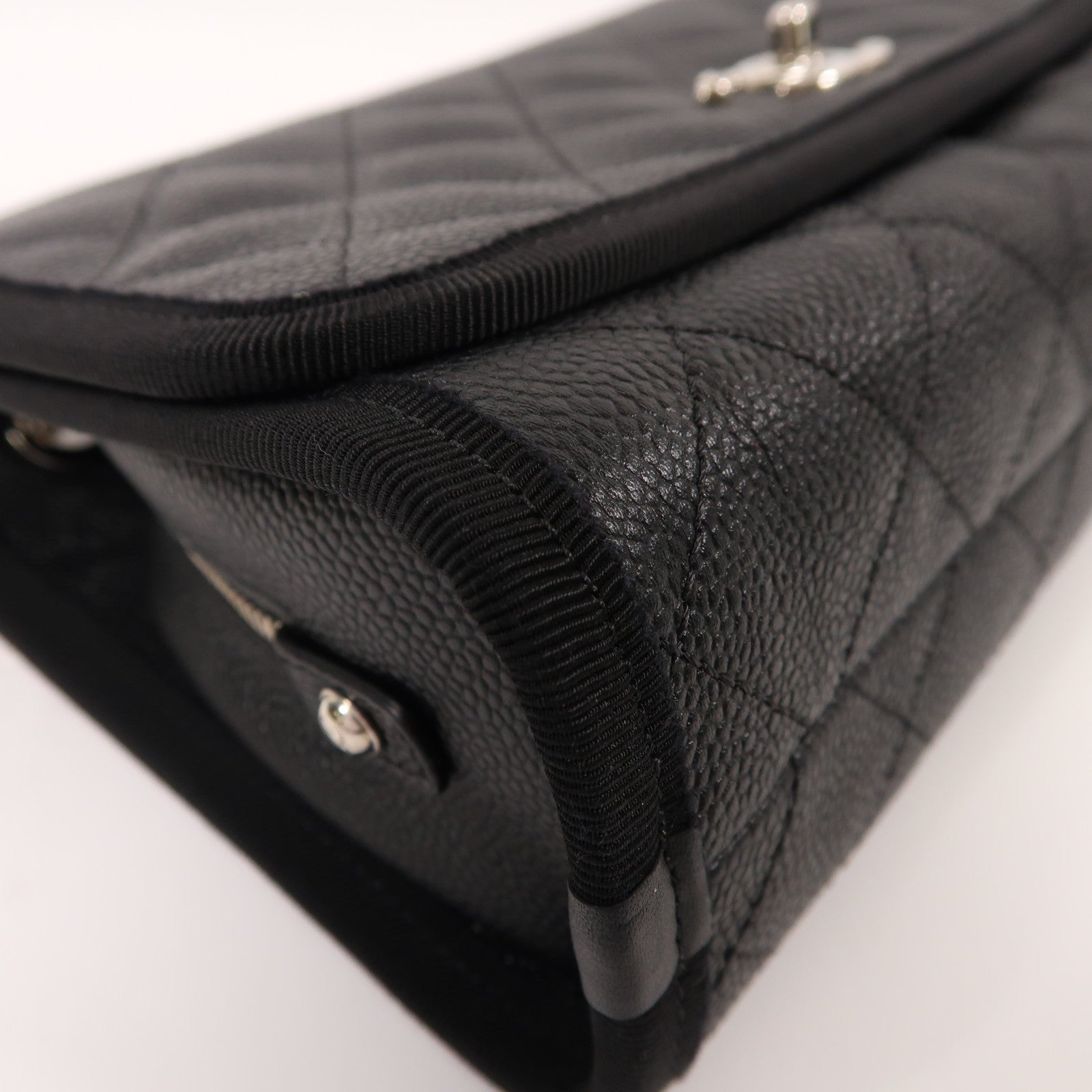 CHANEL CC SHW 2 Way Shoulder Bag Calfskin Leather Black
