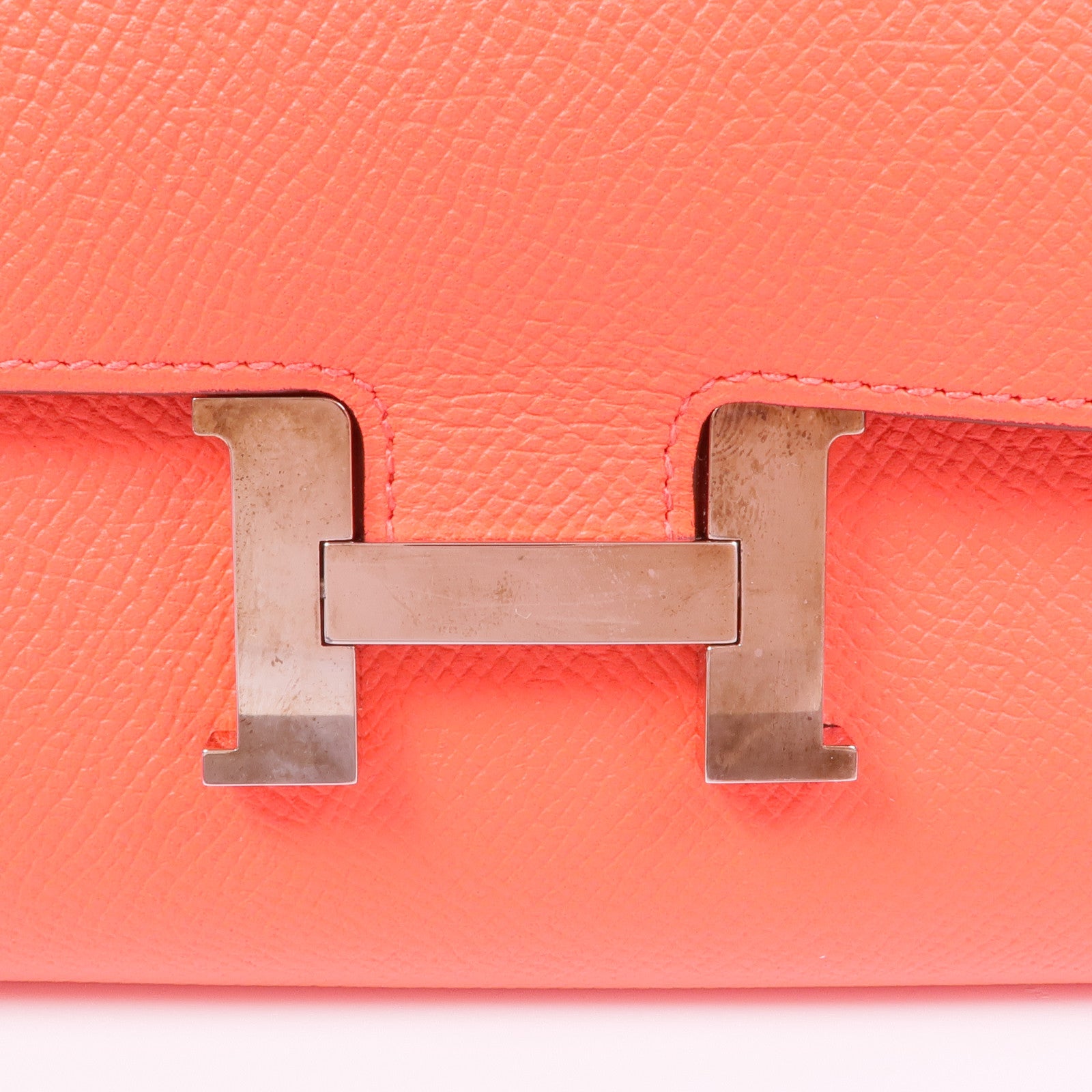 HERMES Epsom皮革Constance Wallet銀扣長錢包T5 Rose Jaipur