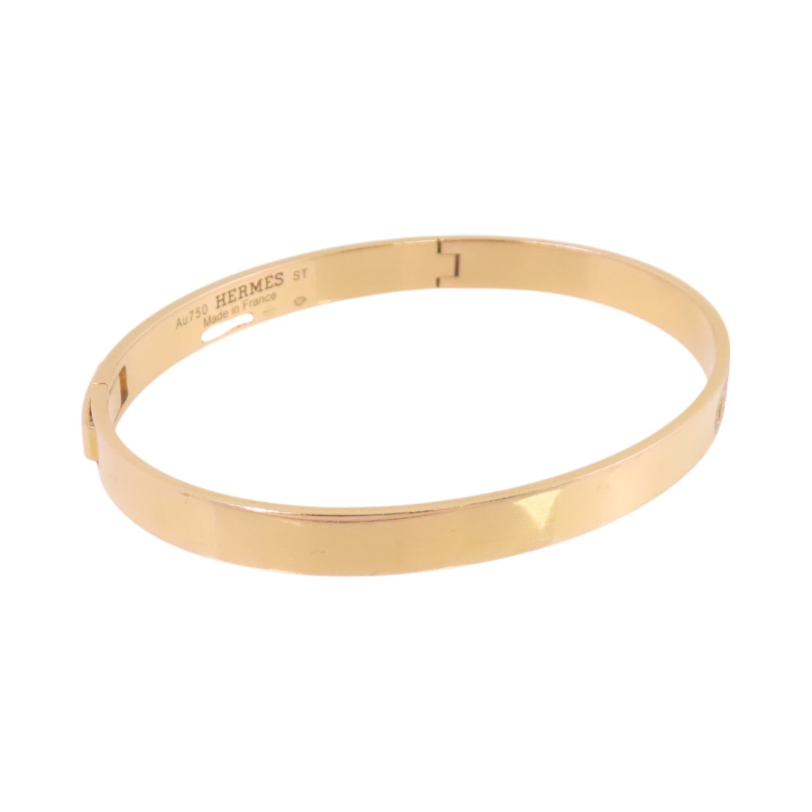 HERMES 18K玫瑰金/鑽石MiniChain D' Ancre Diamond Bangle金扣手鐲